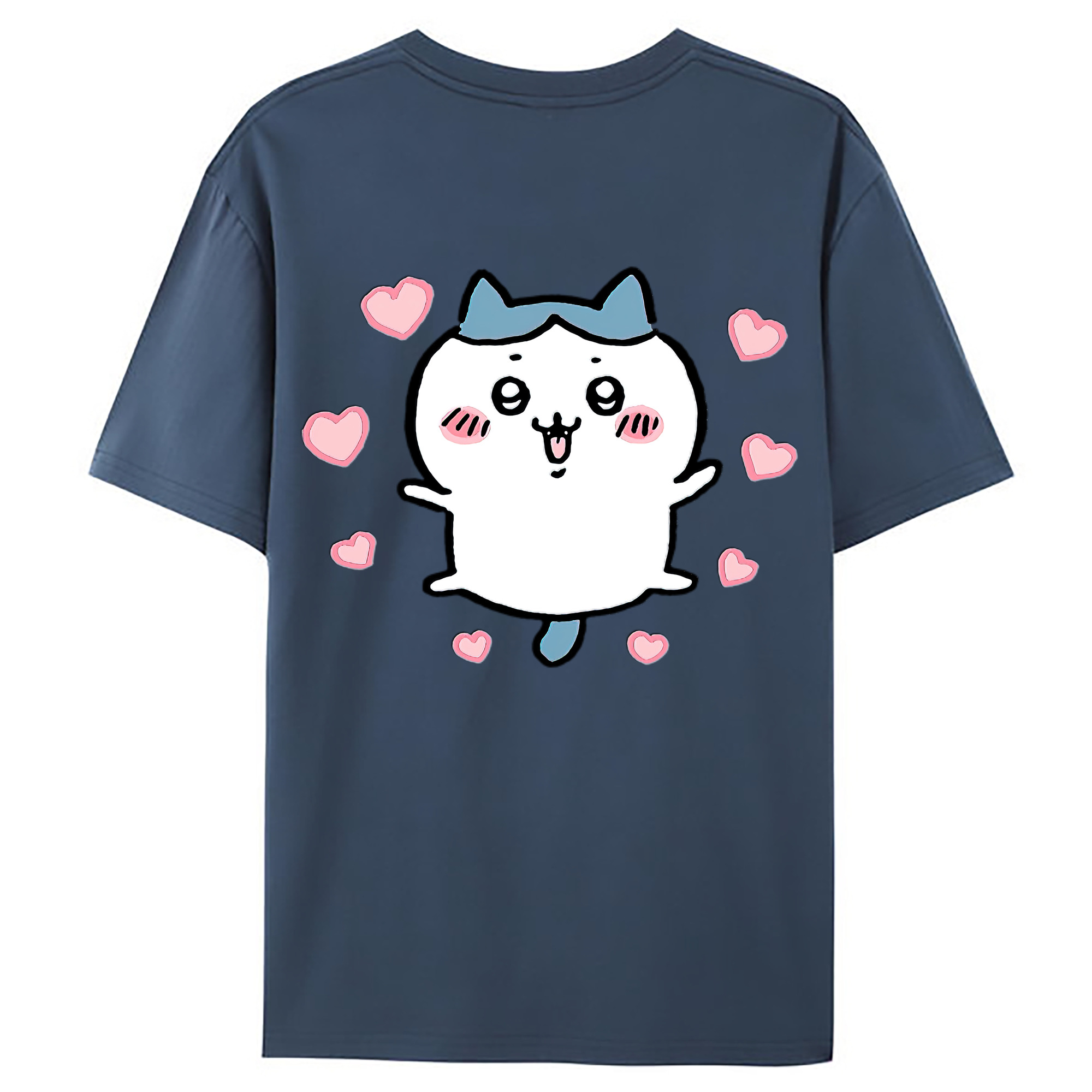 （画像用） ちいかわ ハチワレ Chii-kawa hachiware 綿100％ メンズ半袖Tシャツ（バックプリント） 通気性