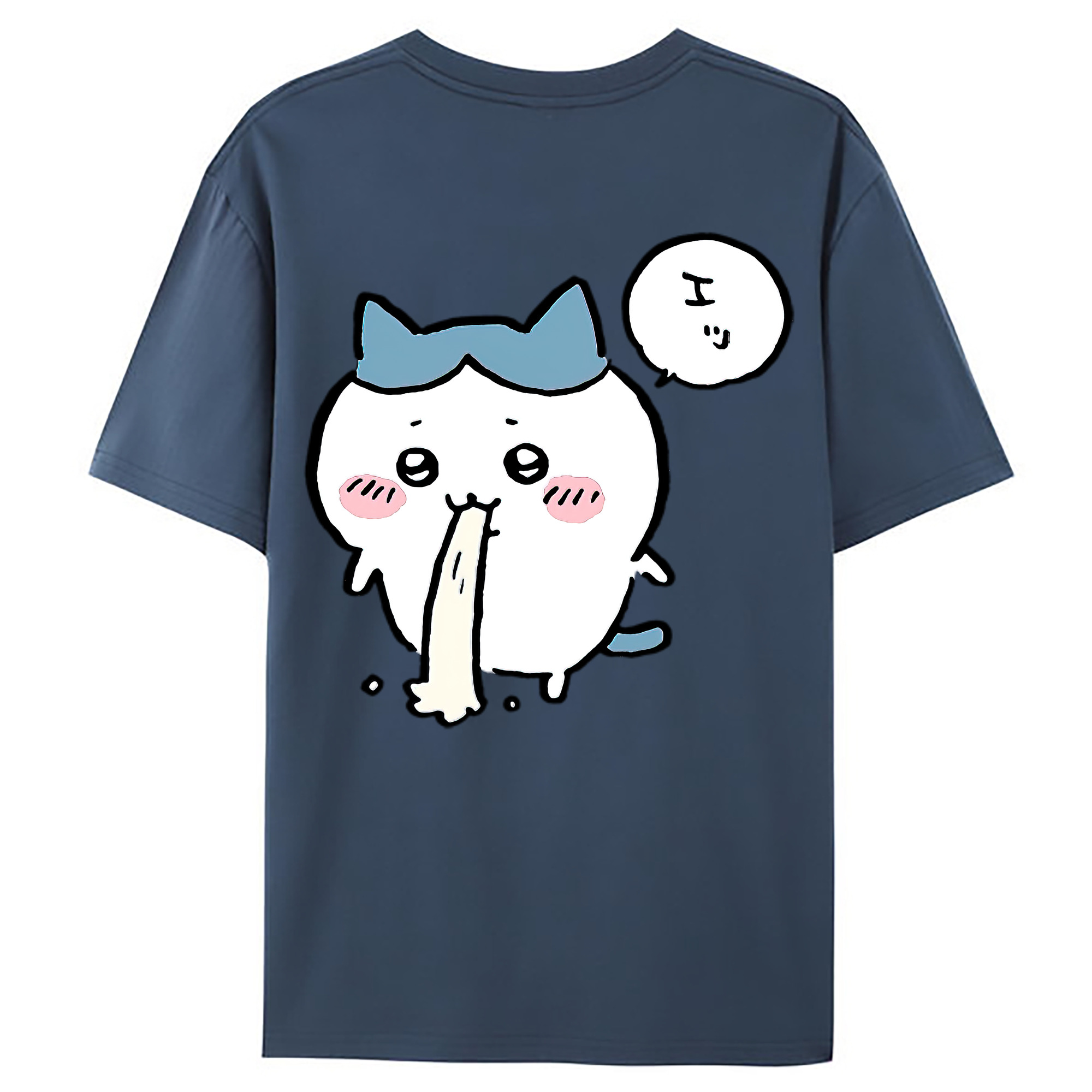（画像用） ちいかわ ハチワレ Chii-kawa hachiware 綿100％ メンズ半袖Tシャツ（バックプリント） 通気性