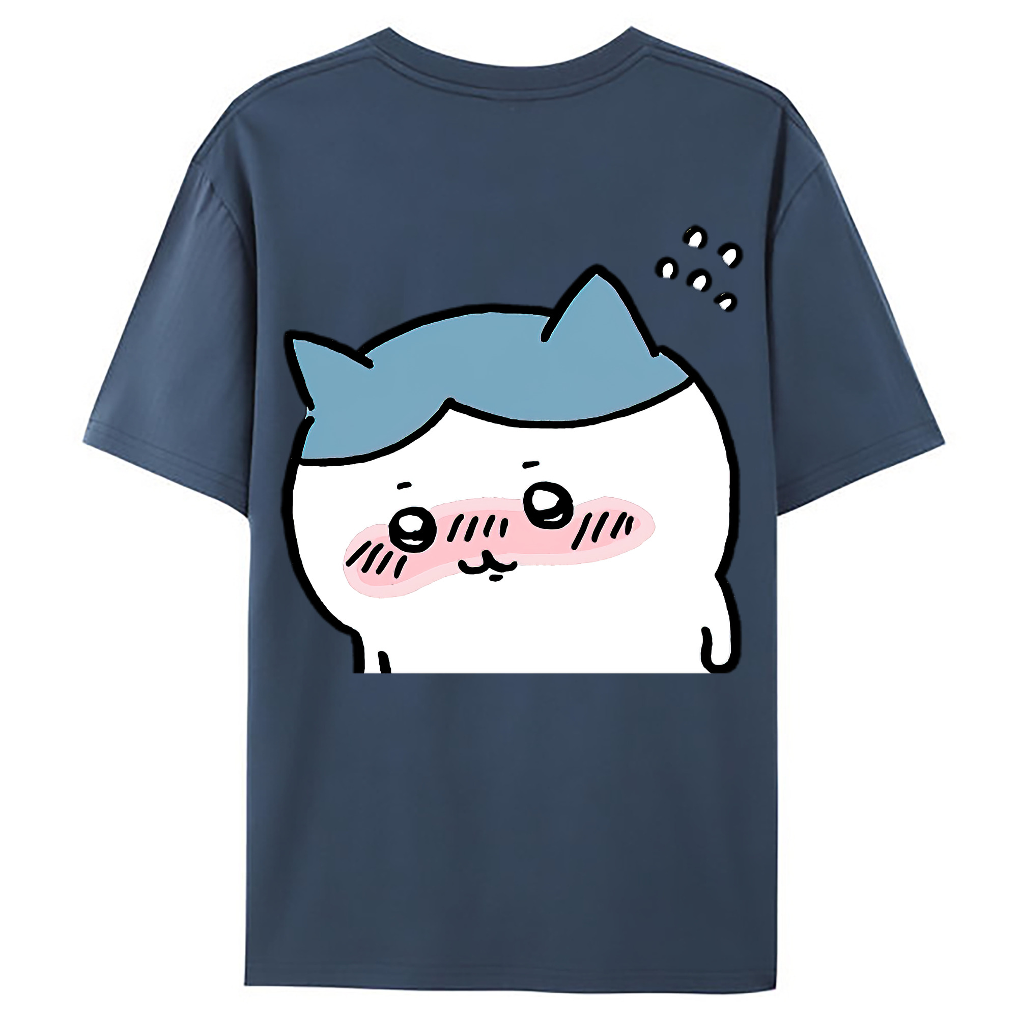 （画像用） ちいかわ ハチワレ Chii-kawa hachiware 綿100％ メンズ半袖Tシャツ（バックプリント） 通気性