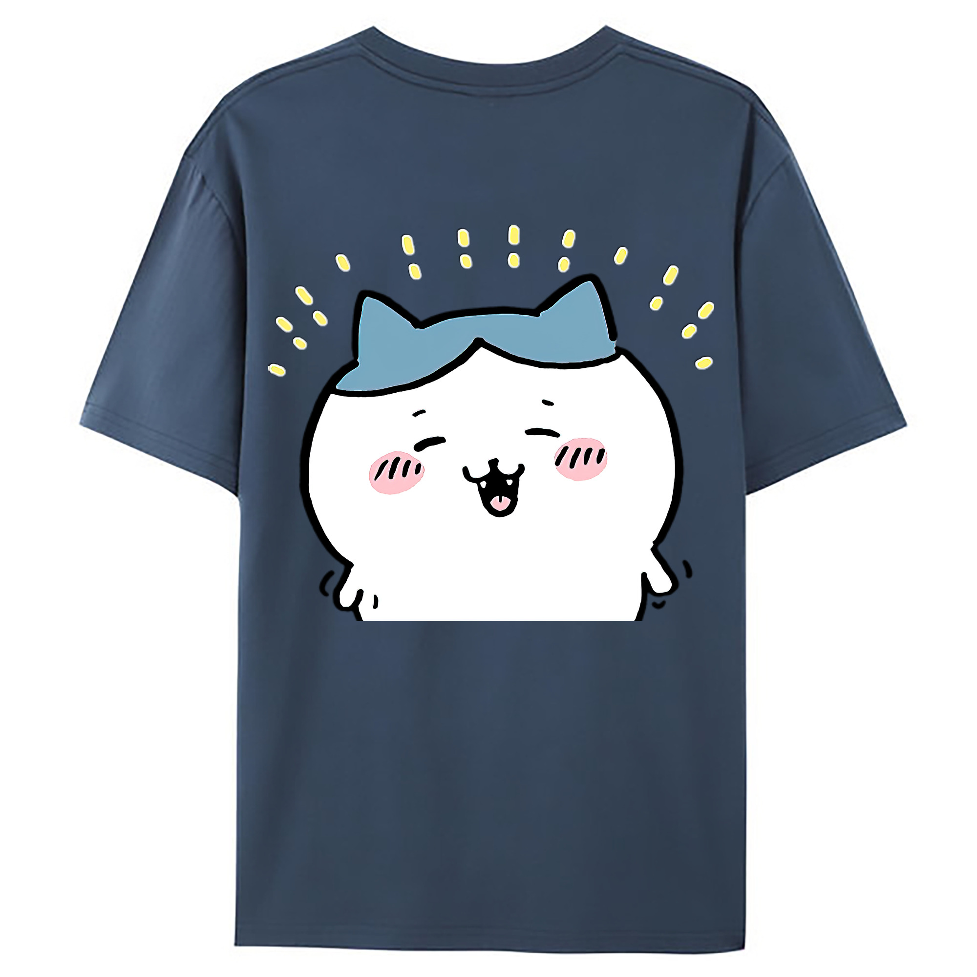 （画像用） ちいかわ ハチワレ Chii-kawa hachiware 綿100％ メンズ半袖Tシャツ（バックプリント） 通気性