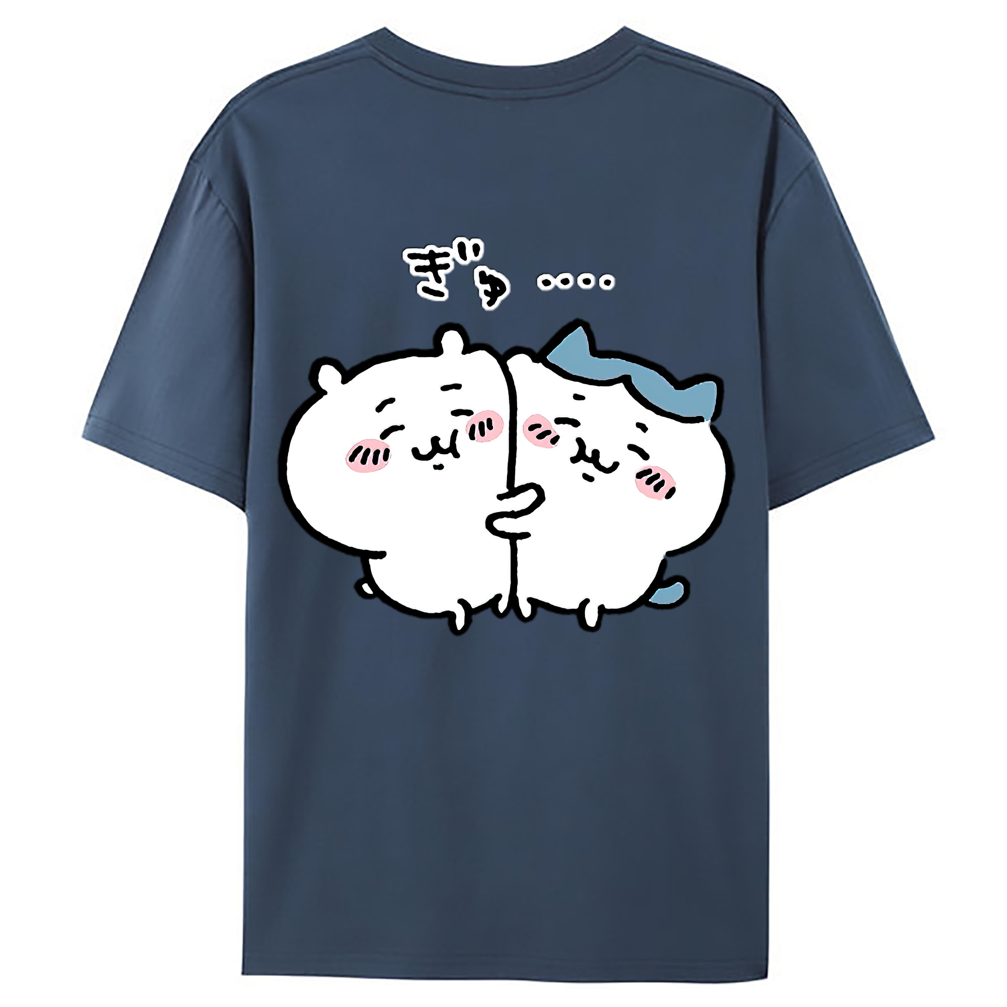 （画像用） ちいかわ ハチワレ Chii-kawa hachiware 綿100％ メンズ半袖Tシャツ（バックプリント） 通気性