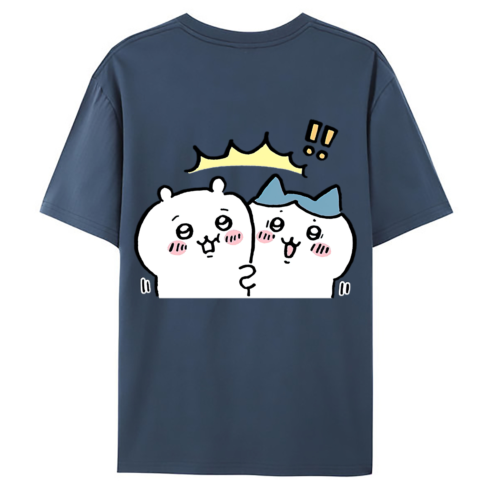 （画像用） ちいかわ ハチワレ Chii-kawa hachiware 綿100％ メンズ半袖Tシャツ（バックプリント） 通気性