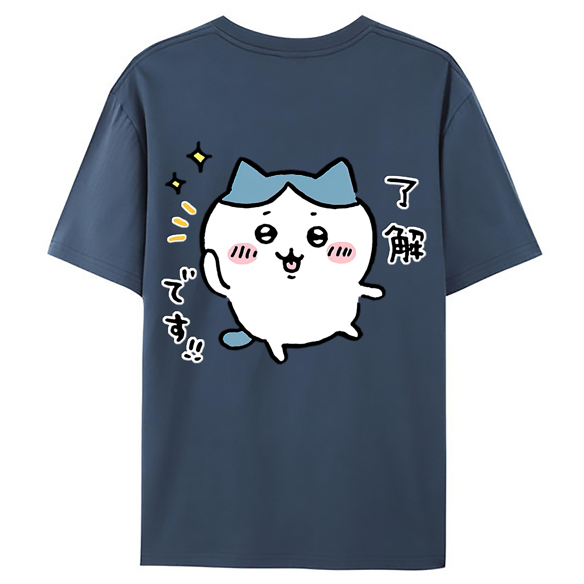（画像用） ちいかわ ハチワレ Chii-kawa hachiware 綿100％ メンズ半袖Tシャツ（バックプリント） 通気性