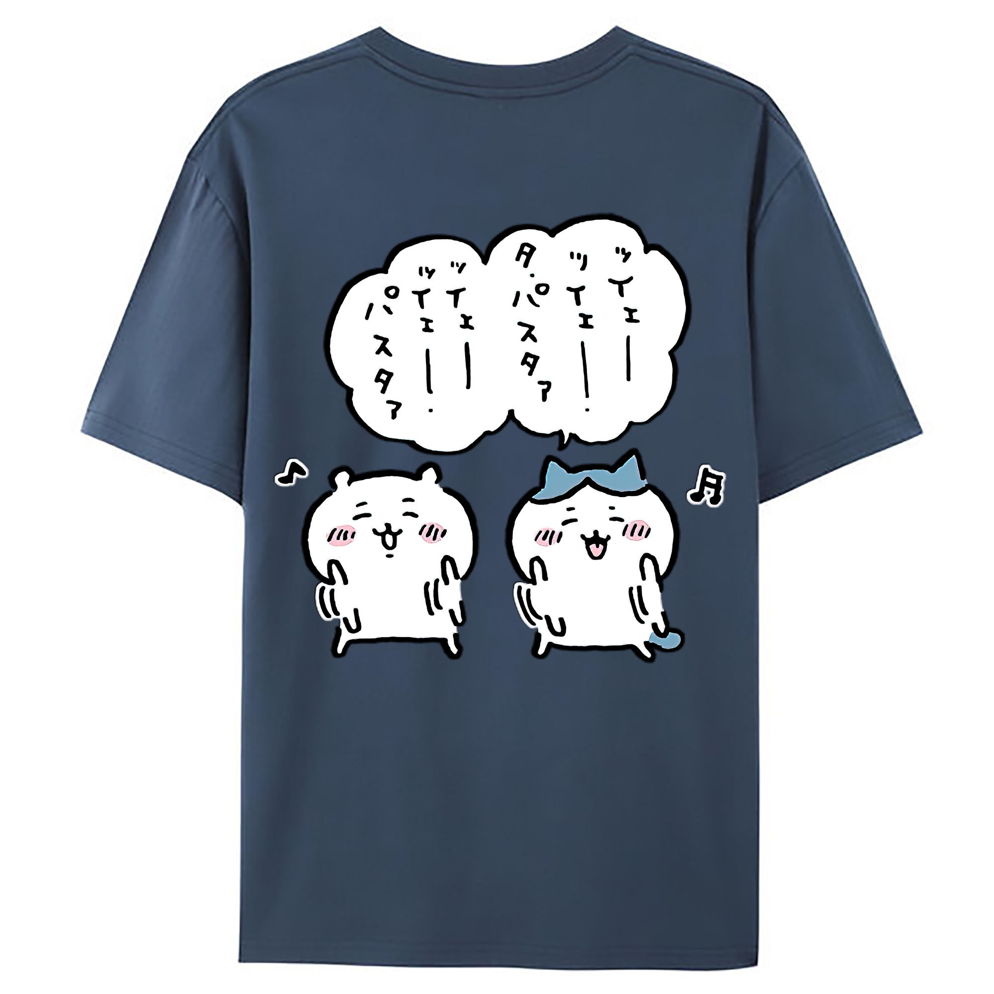 （画像用） ちいかわ ハチワレ Chii-kawa hachiware 綿100％ メンズ半袖Tシャツ（バックプリント） 通気性