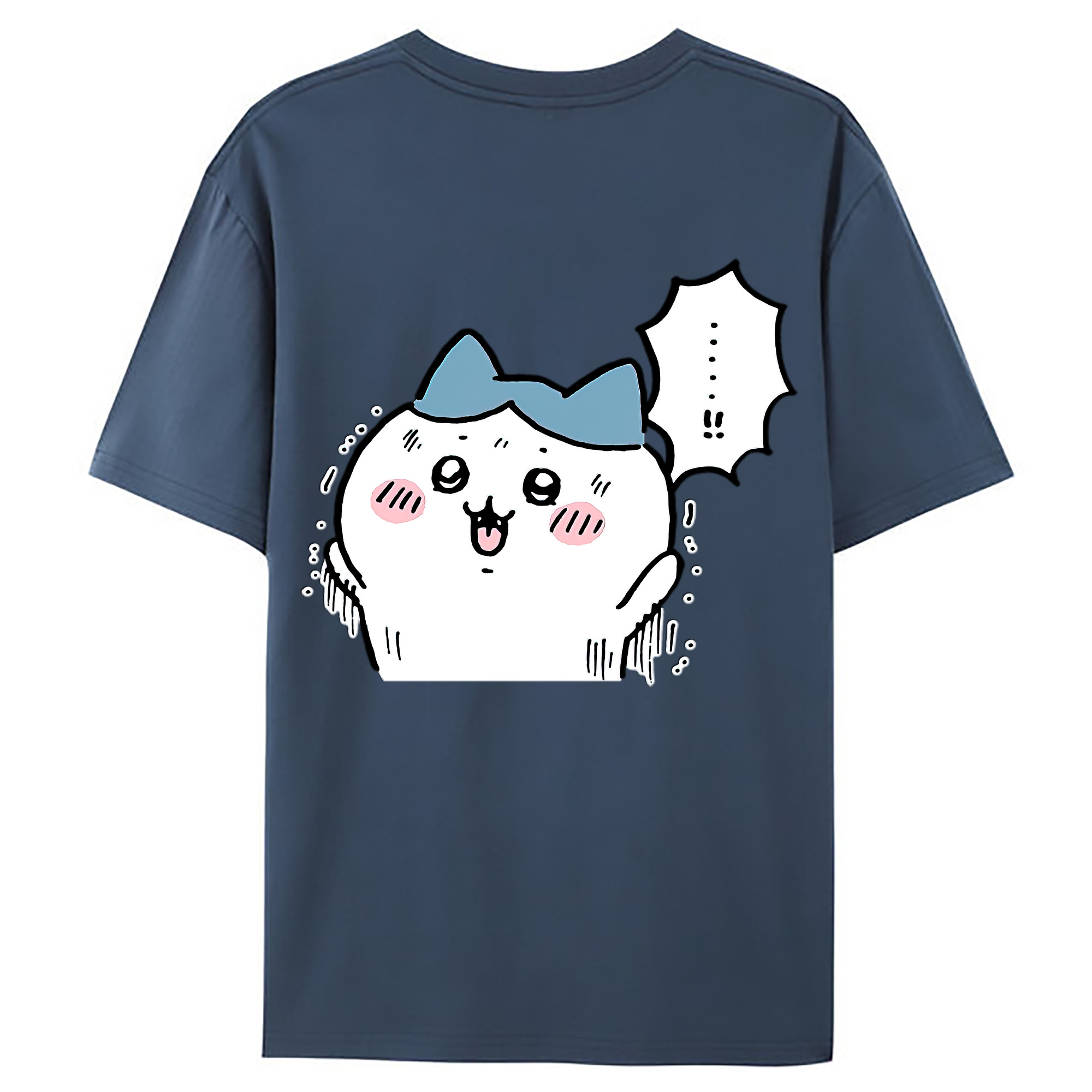 （画像用） ちいかわ ハチワレ Chii-kawa hachiware 綿100％ メンズ半袖Tシャツ（バックプリント） 通気性