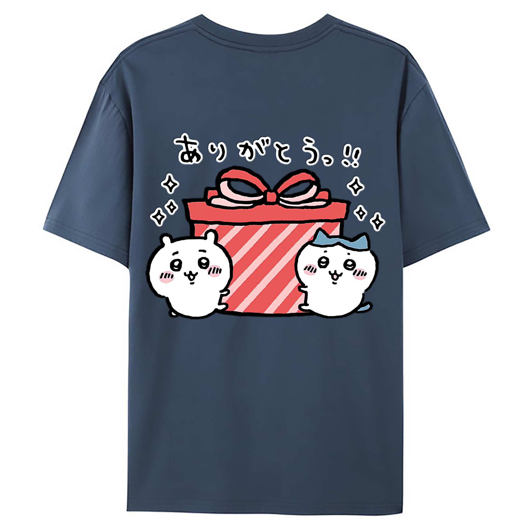（画像用） ちいかわ ハチワレ Chii-kawa hachiware 綿100％ メンズ半袖Tシャツ（バックプリント） 通気性