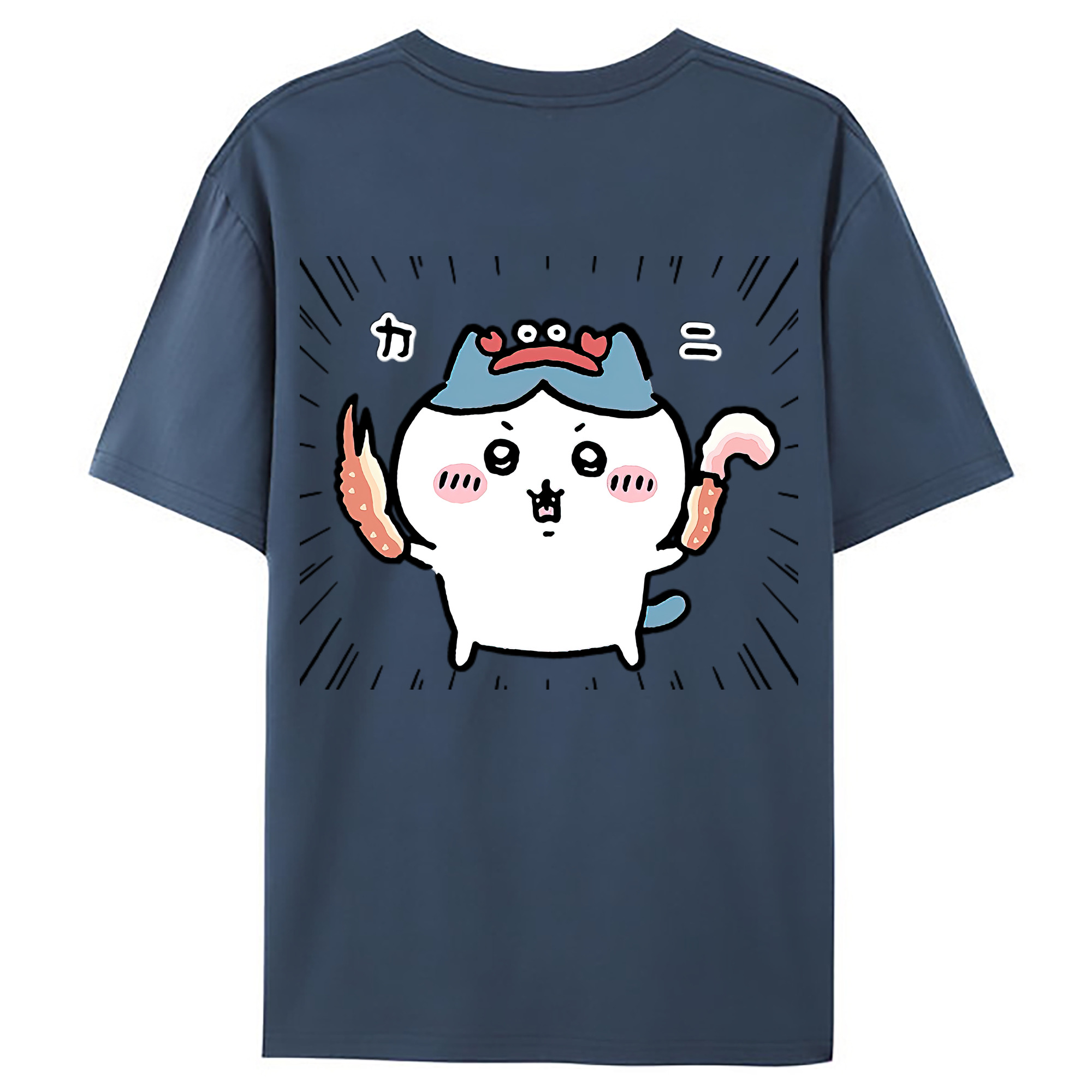 （画像用） ちいかわ ハチワレ Chii-kawa hachiware 綿100％ メンズ半袖Tシャツ（バックプリント） 通気性