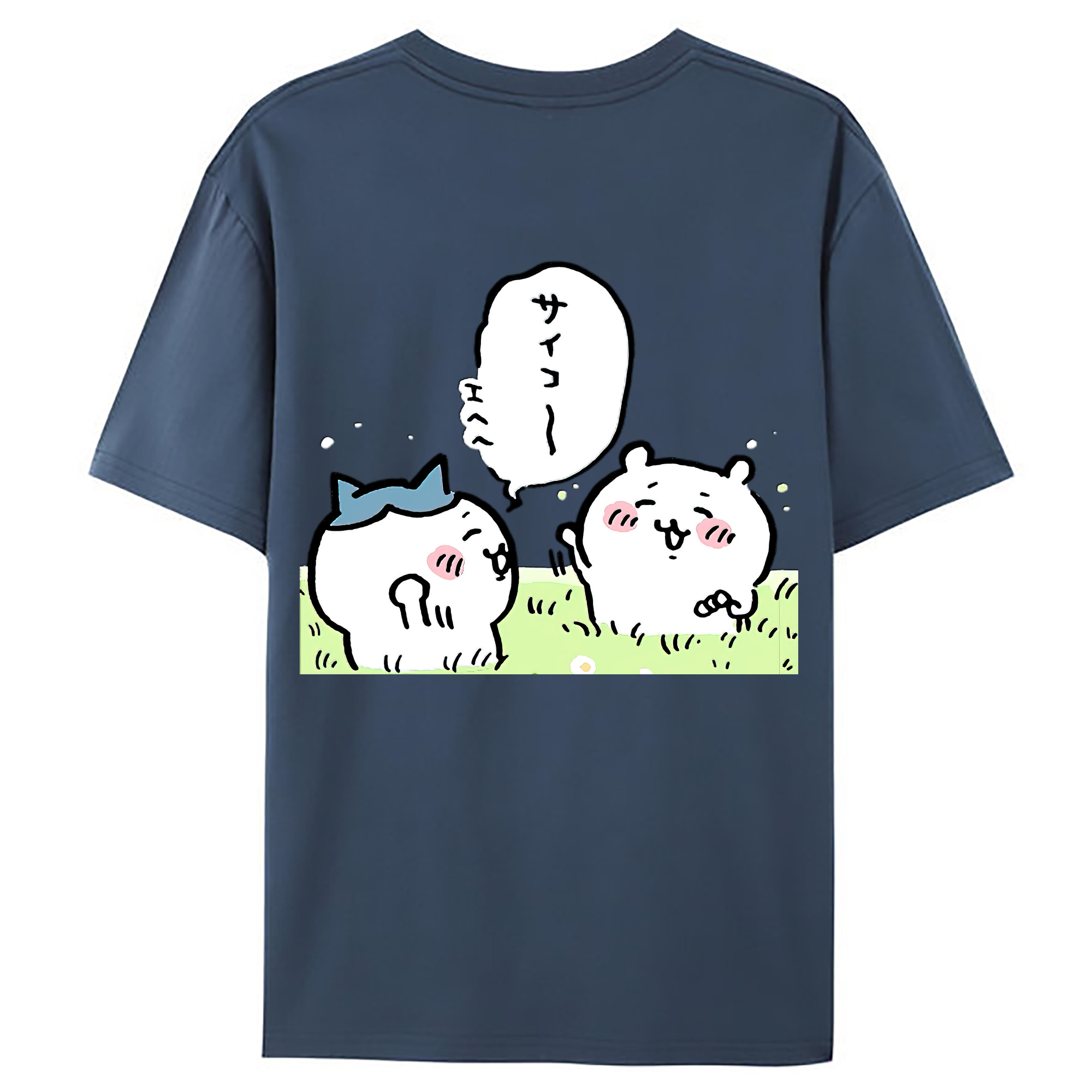 （画像用） ちいかわ ちいかわ Chii-kawa chiikawa 綿100％ メンズ半袖Tシャツ（バックプリント） 通気性