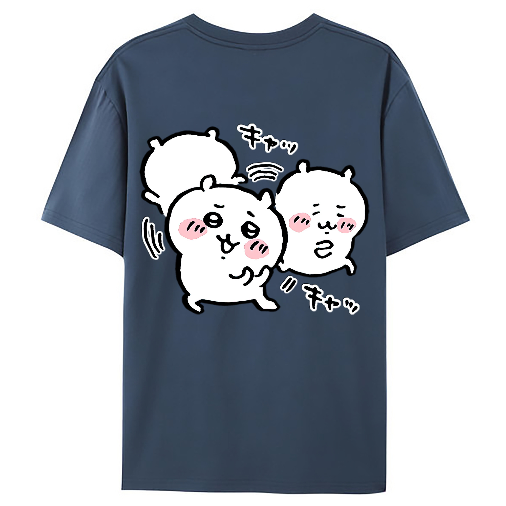 （画像用） ちいかわ ちいかわ Chii-kawa chiikawa 綿100％ メンズ半袖Tシャツ（バックプリント） 通気性