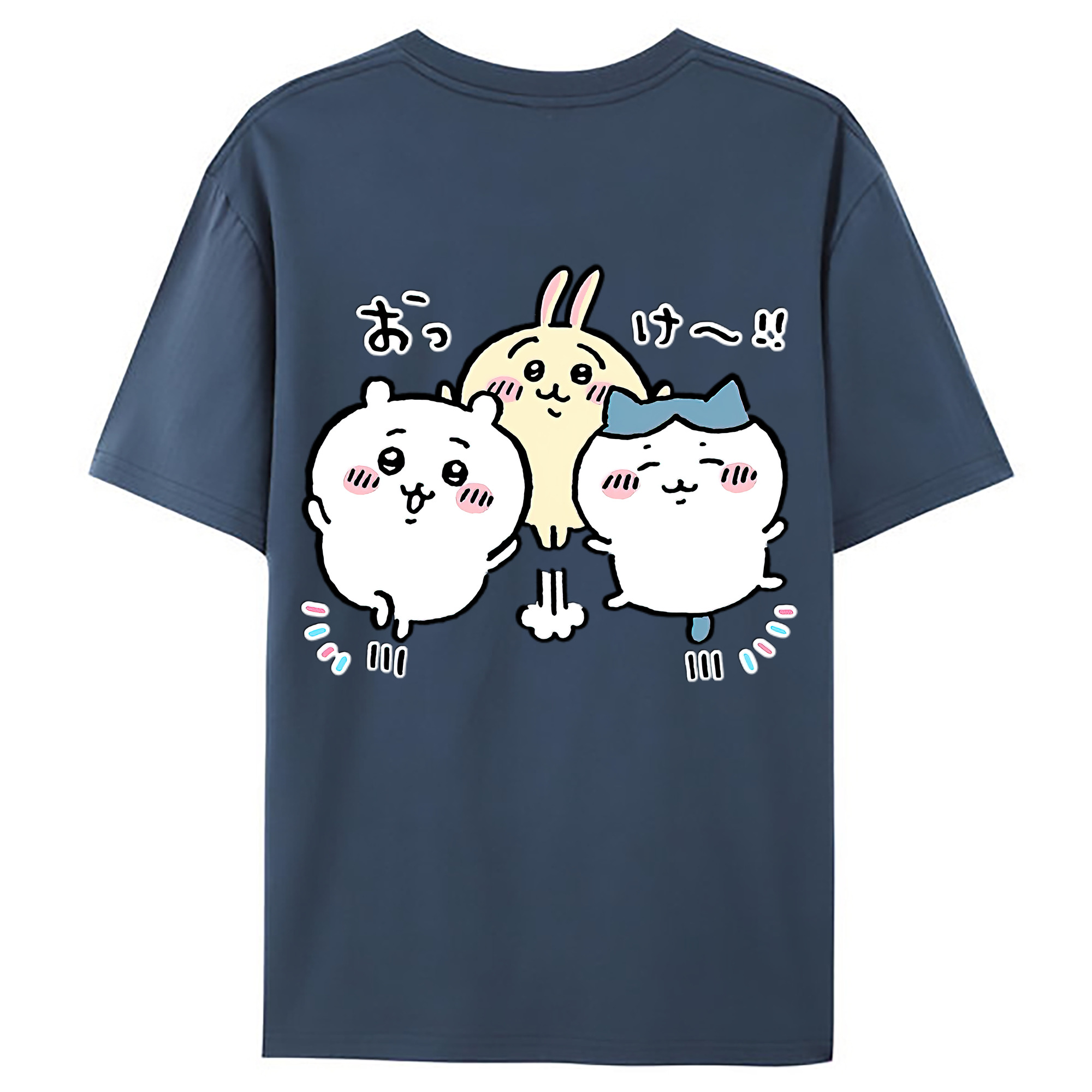 （画像用） ちいかわ ちいかわ Chii-kawa chiikawa 綿100％ メンズ半袖Tシャツ（バックプリント） 通気性