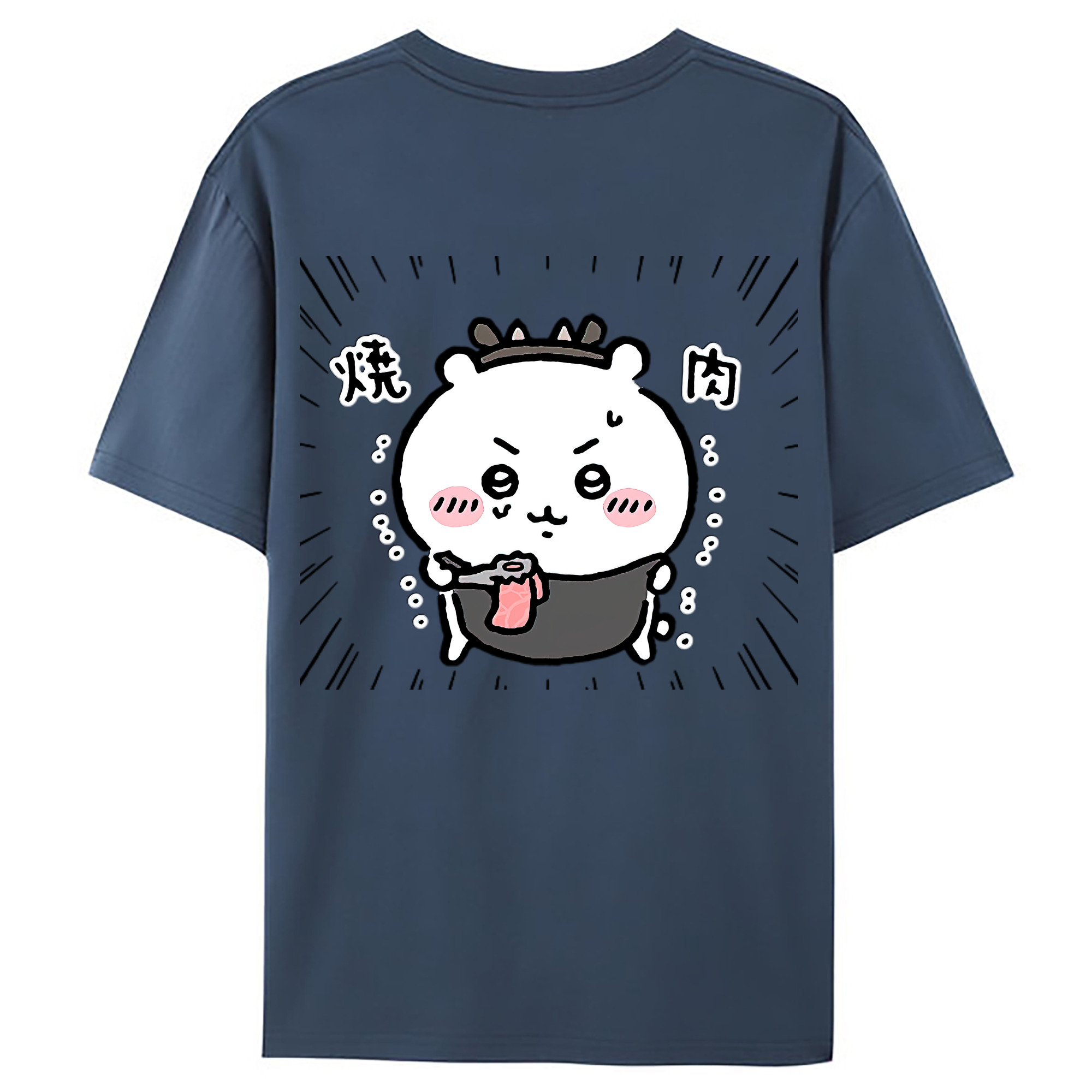 （画像用） ちいかわ ちいかわ Chii-kawa chiikawa 綿100％ メンズ半袖Tシャツ（バックプリント） 通気性