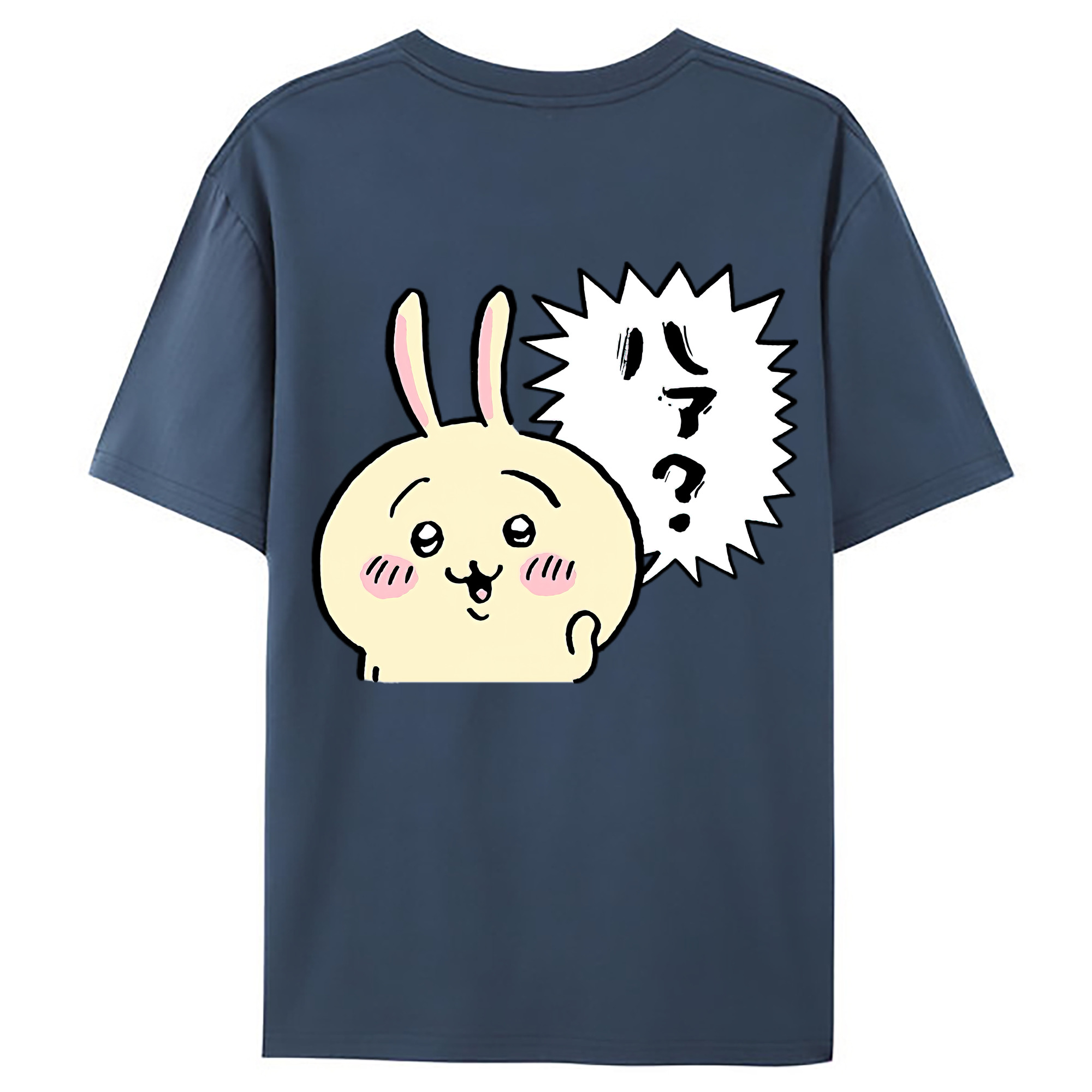 （画像用） ちいかわ うさぎ Chii-kawa usagi 綿100％ メンズ半袖Tシャツ（バックプリント） 通気性