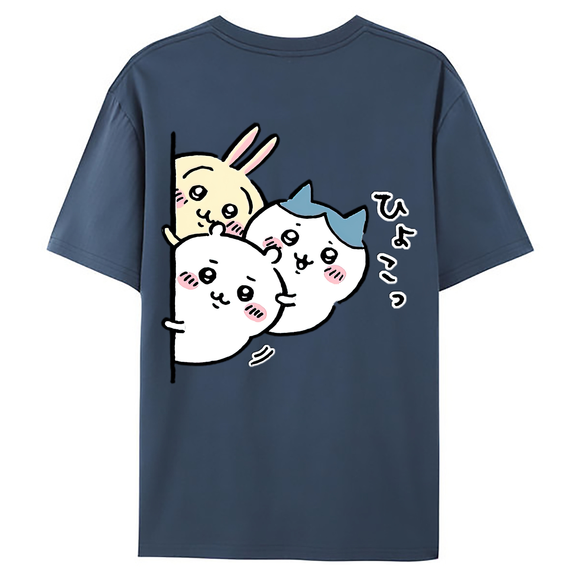 （画像用） ちいかわ うさぎ Chii-kawa usagi 綿100％ メンズ半袖Tシャツ（バックプリント） 通気性