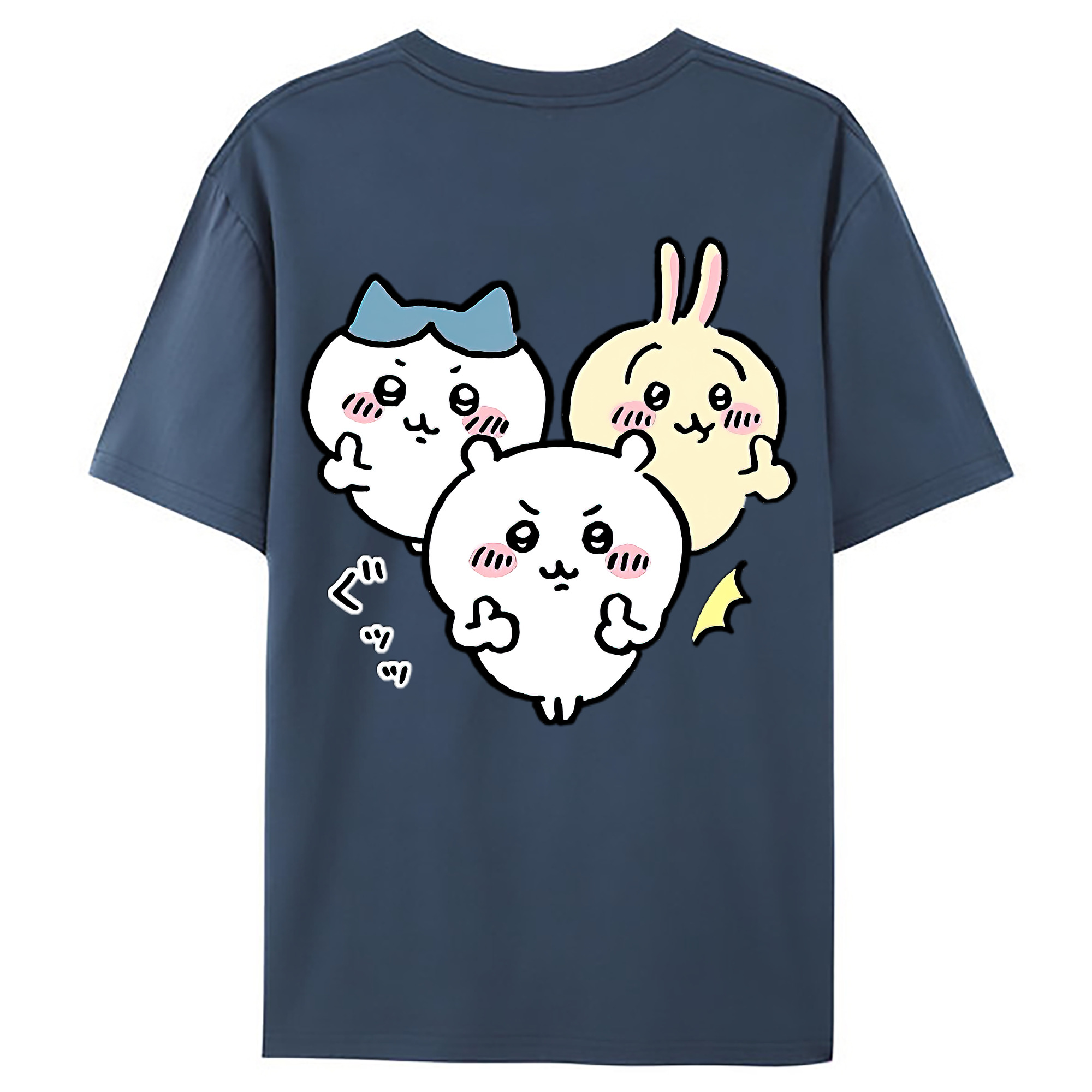 （画像用） ちいかわ うさぎ Chii-kawa usagi 綿100％ メンズ半袖Tシャツ（バックプリント） 通気性