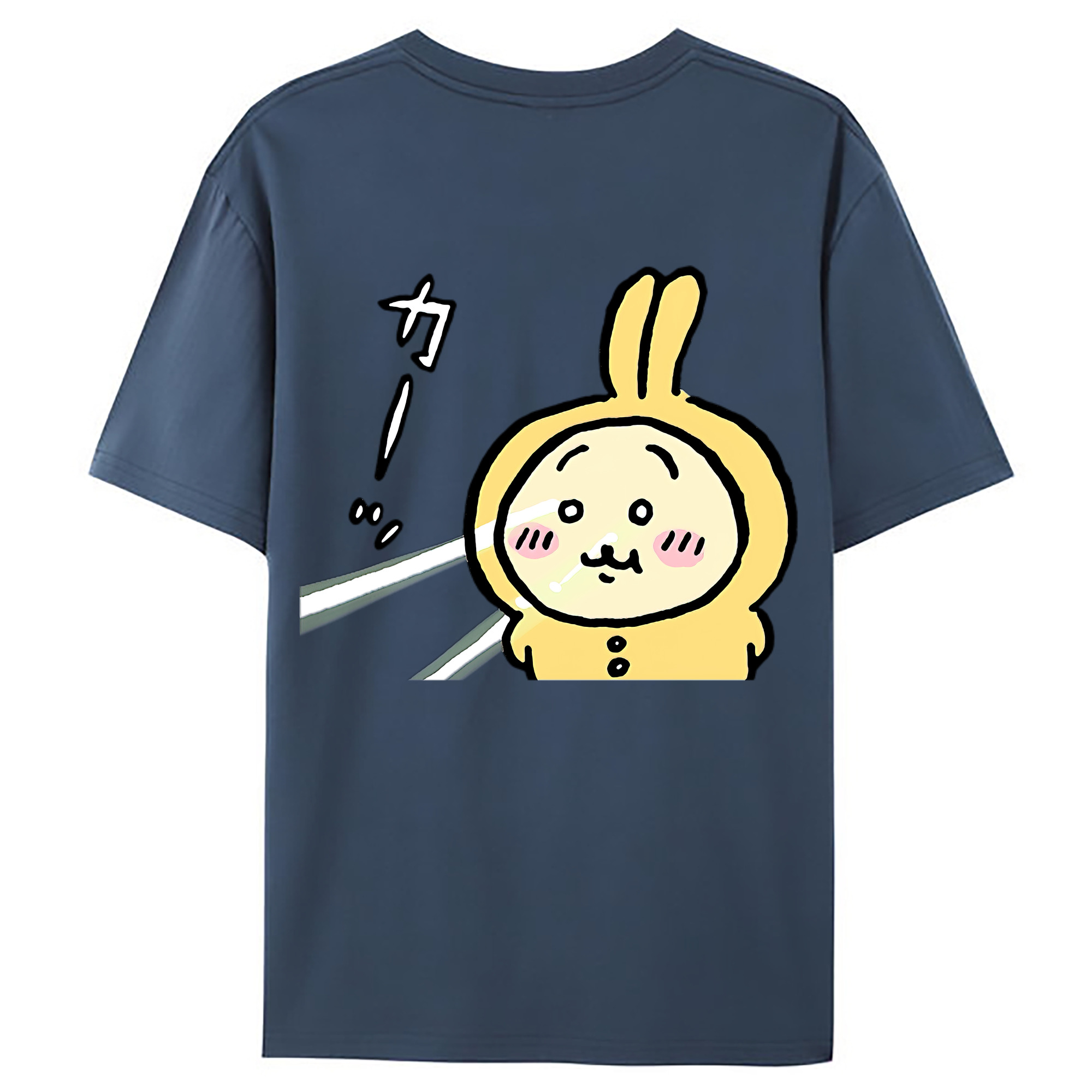 （画像用） ちいかわ うさぎ Chii-kawa usagi 綿100％ メンズ半袖Tシャツ（バックプリント） 通気性