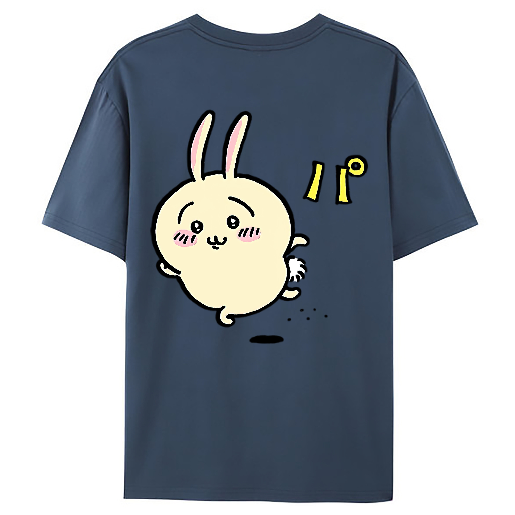 （画像用） ちいかわ うさぎ Chii-kawa usagi 綿100％ メンズ半袖Tシャツ（バックプリント） 通気性