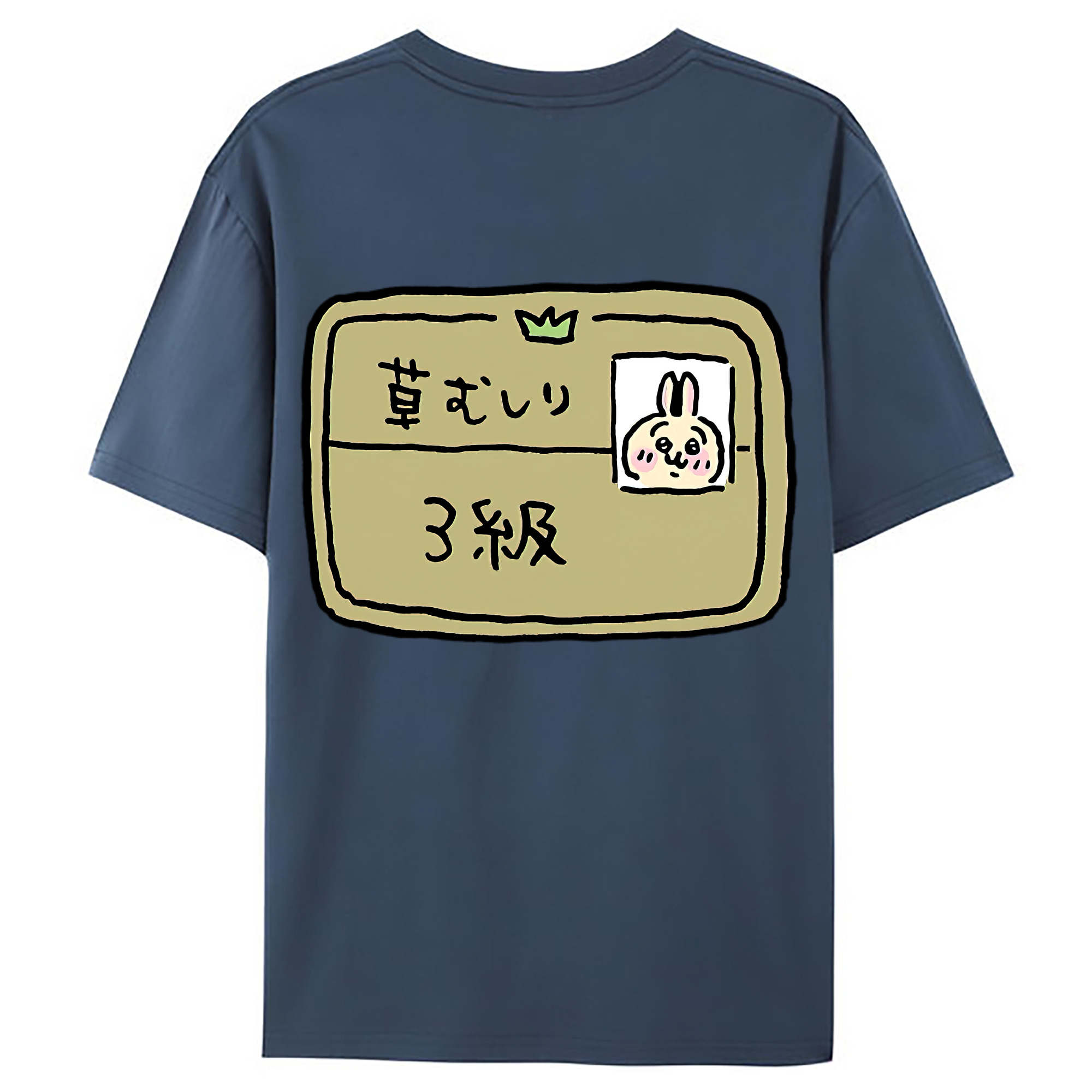 （画像用） ちいかわ うさぎ Chii-kawa usagi 綿100％ メンズ半袖Tシャツ（バックプリント） 通気性