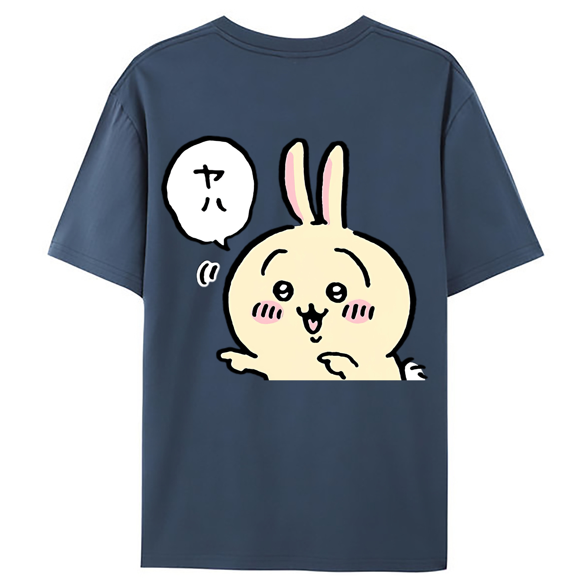（画像用） ちいかわ うさぎ Chii-kawa usagi 綿100％ メンズ半袖Tシャツ（バックプリント） 通気性