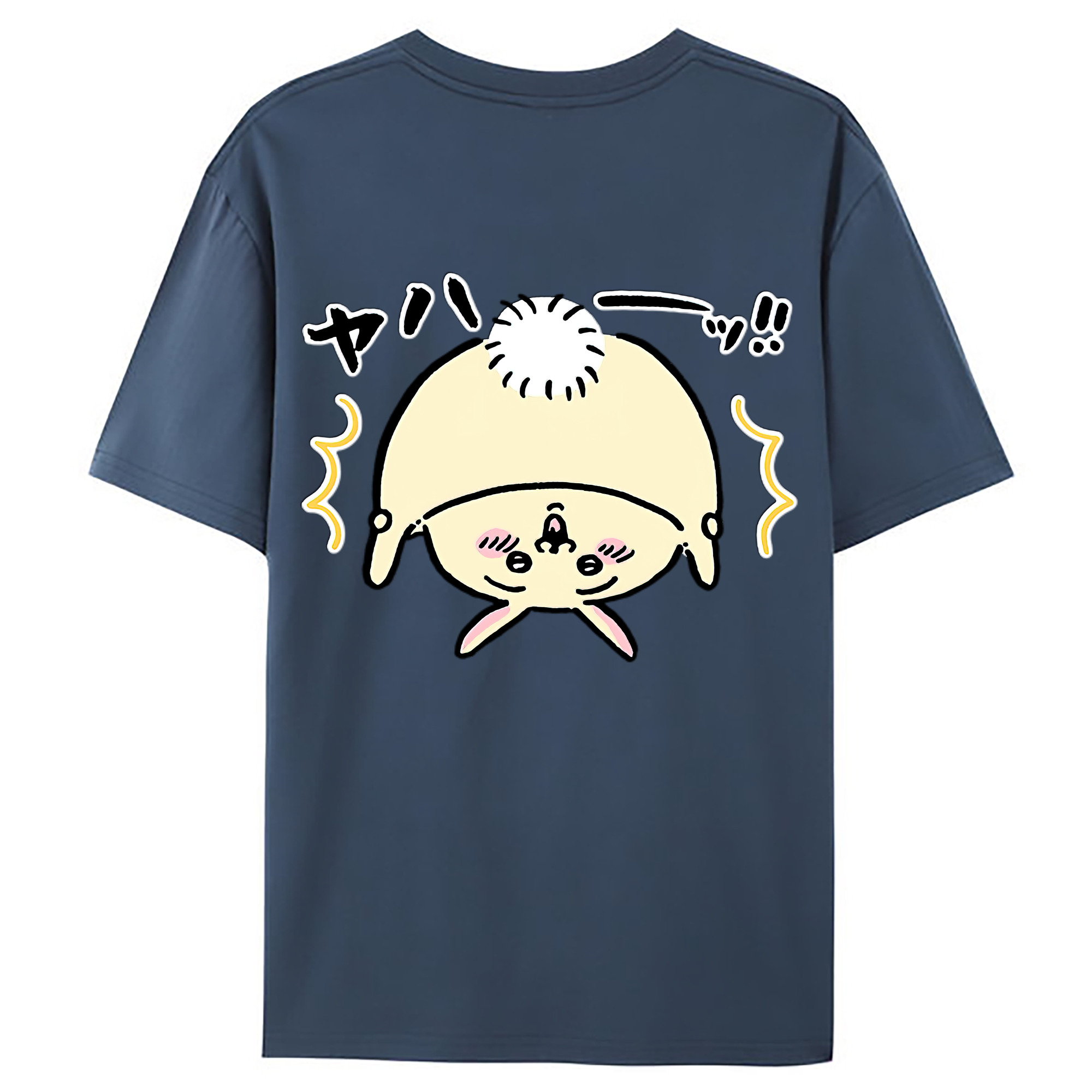 （画像用） ちいかわ うさぎ Chii-kawa usagi 綿100％ メンズ半袖Tシャツ（バックプリント） 通気性
