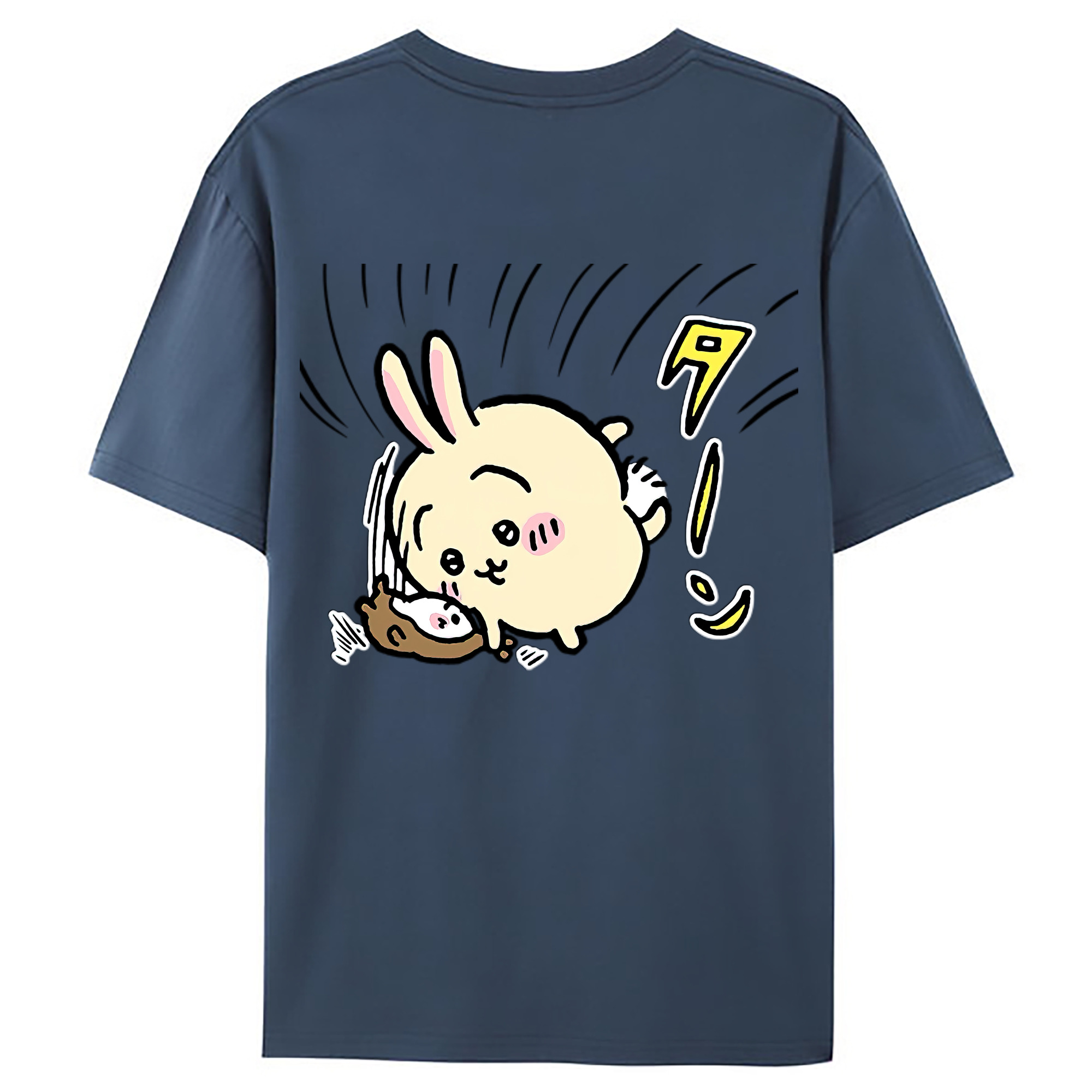 （画像用） ちいかわ うさぎ Chii-kawa usagi 綿100％ メンズ半袖Tシャツ（バックプリント） 通気性