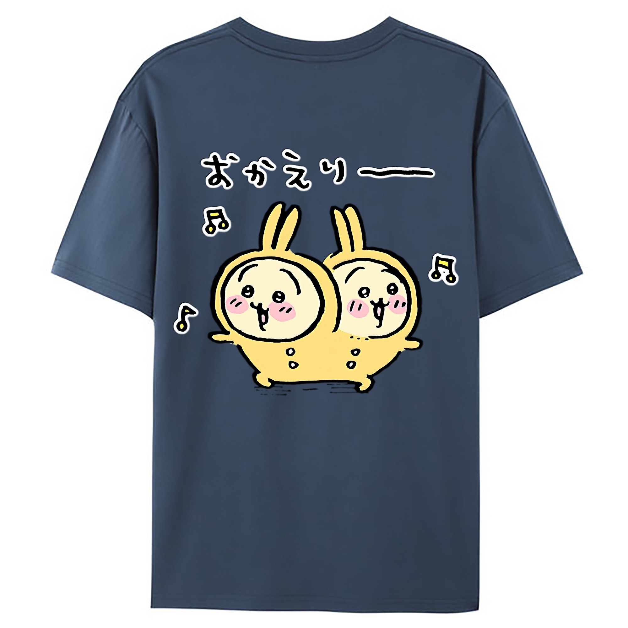 （画像用） ちいかわ うさぎ Chii-kawa usagi 綿100％ メンズ半袖Tシャツ（バックプリント） 通気性