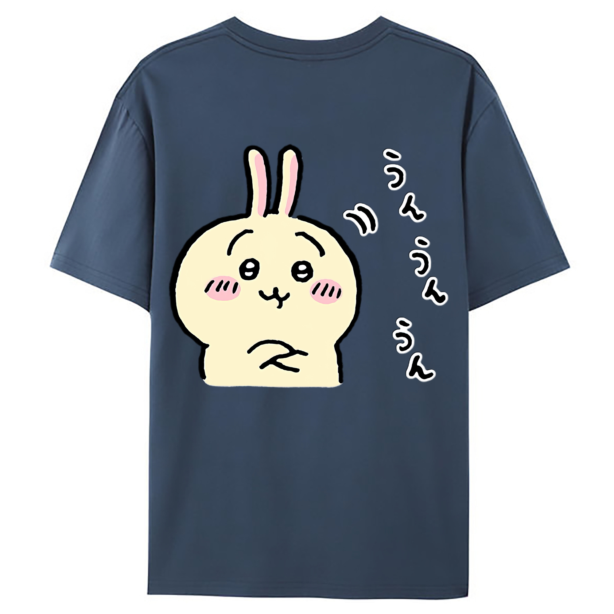 （画像用） ちいかわ うさぎ Chii-kawa usagi 綿100％ メンズ半袖Tシャツ（バックプリント） 通気性