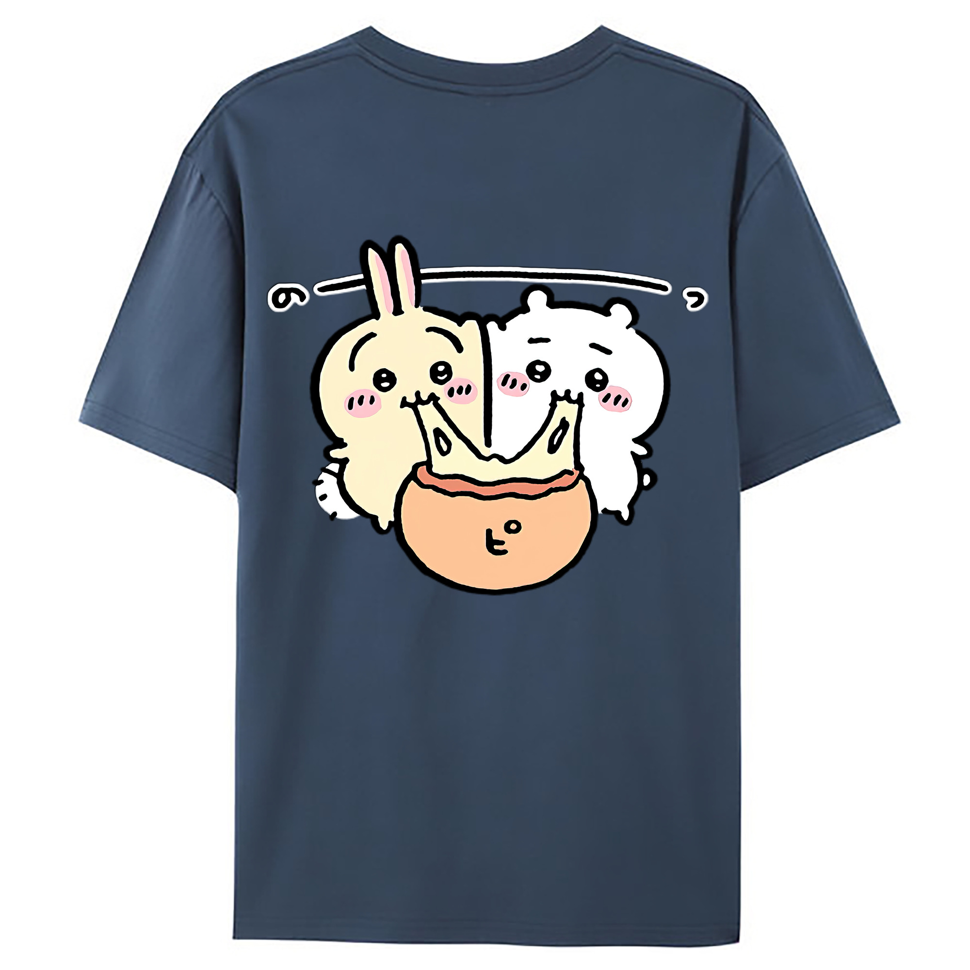 （画像用） ちいかわ うさぎ Chii-kawa usagi 綿100％ メンズ半袖Tシャツ（バックプリント） 通気性