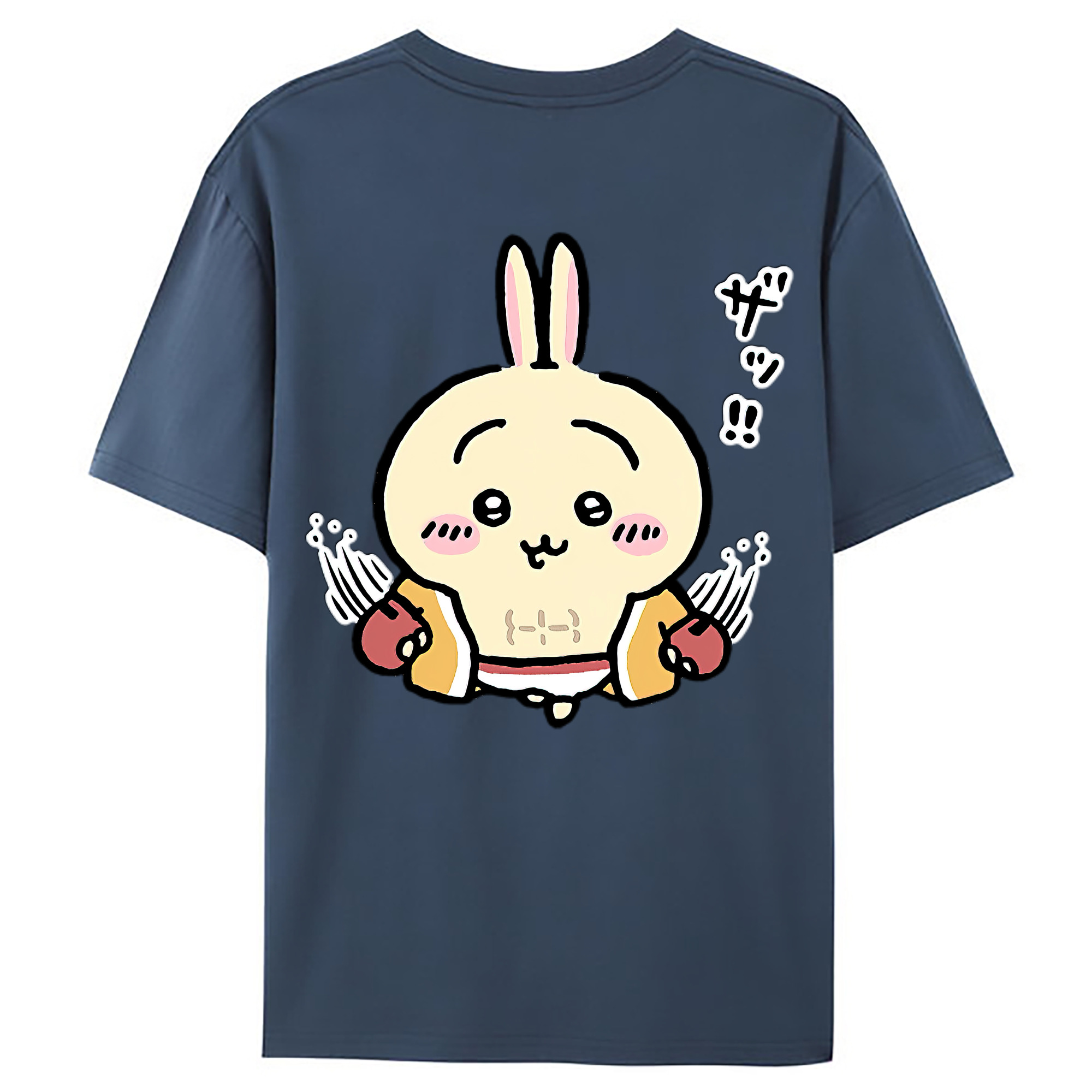 （画像用） ちいかわ うさぎ Chii-kawa usagi 綿100％ メンズ半袖Tシャツ（バックプリント） 通気性