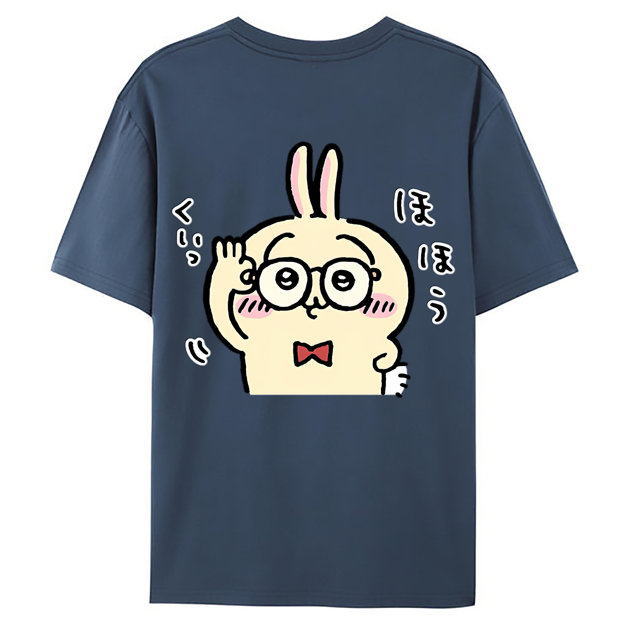 （画像用） ちいかわ うさぎ Chii-kawa usagi 綿100％ メンズ半袖Tシャツ（バックプリント） 通気性