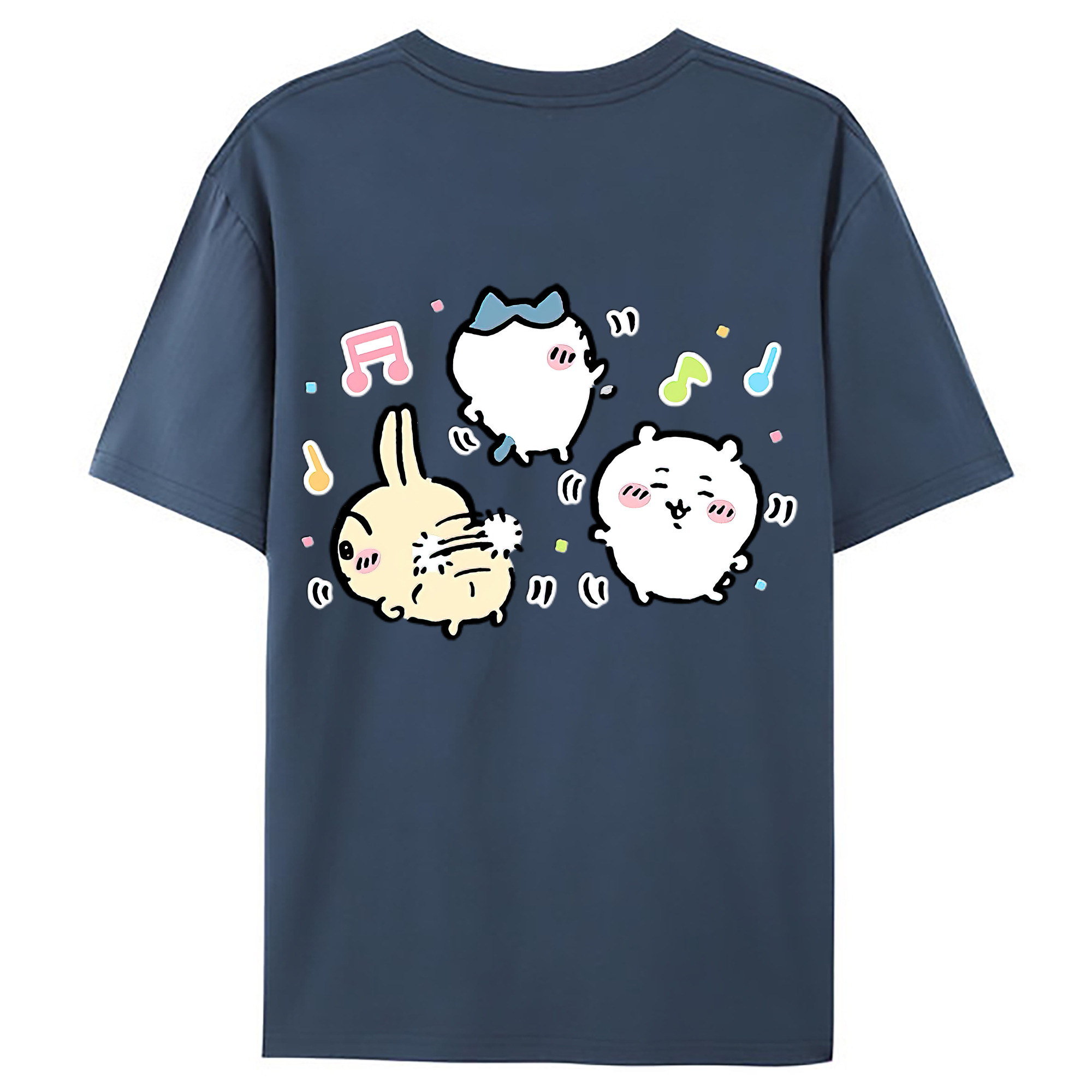 （画像用） ちいかわ うさぎ Chii-kawa usagi 綿100％ メンズ半袖Tシャツ（バックプリント） 通気性