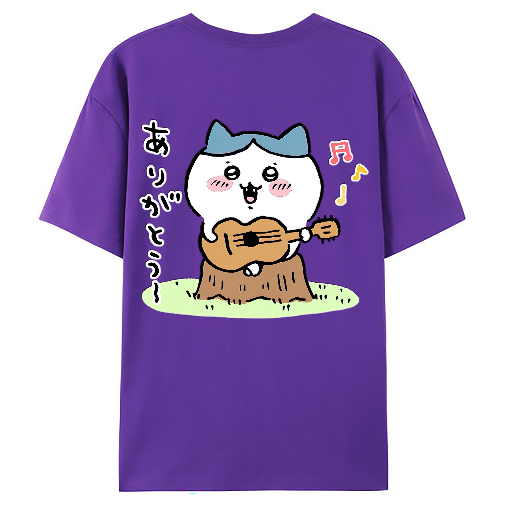 （画像用） ちいかわ ハチワレ Chii-kawa hachiware 綿100％ メンズ半袖Tシャツ（バックプリント） 通気性