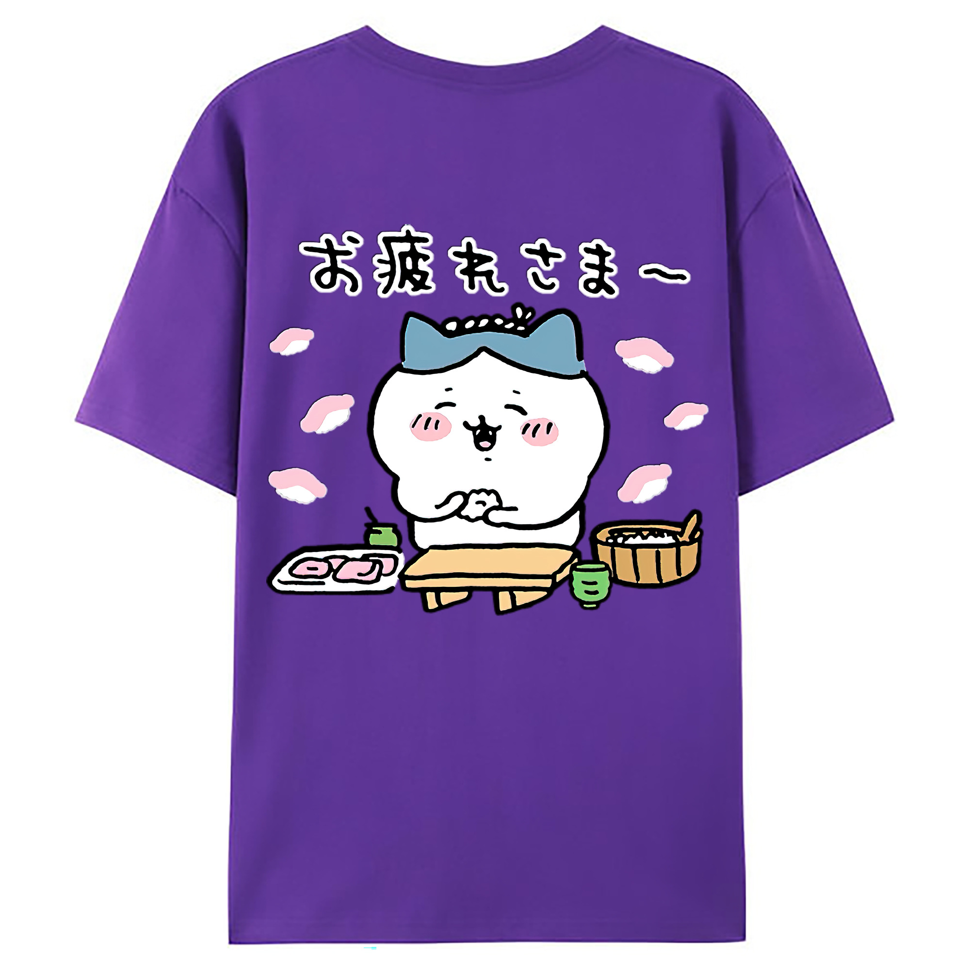 （画像用） ちいかわ ハチワレ Chii-kawa hachiware 綿100％ メンズ半袖Tシャツ（バックプリント） 通気性