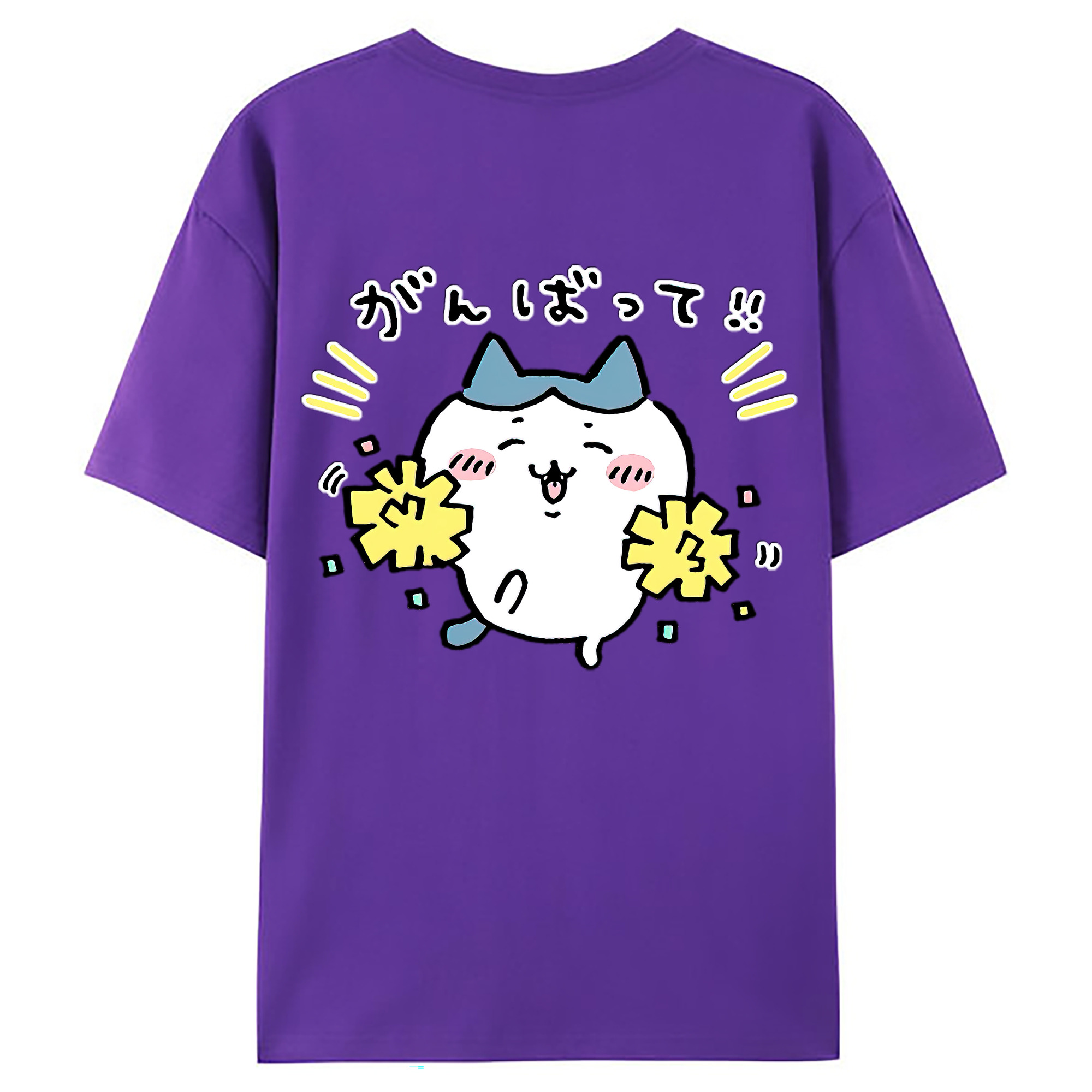 （画像用） ちいかわ ハチワレ Chii-kawa hachiware 綿100％ メンズ半袖Tシャツ（バックプリント） 通気性