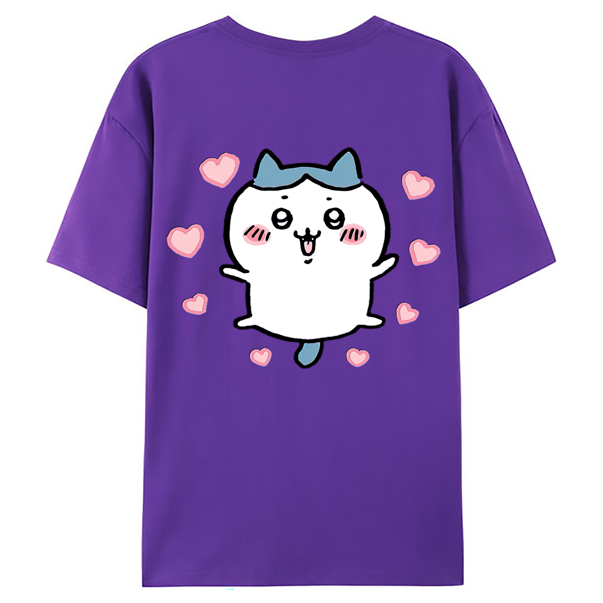 （画像用） ちいかわ ハチワレ Chii-kawa hachiware 綿100％ メンズ半袖Tシャツ（バックプリント） 通気性