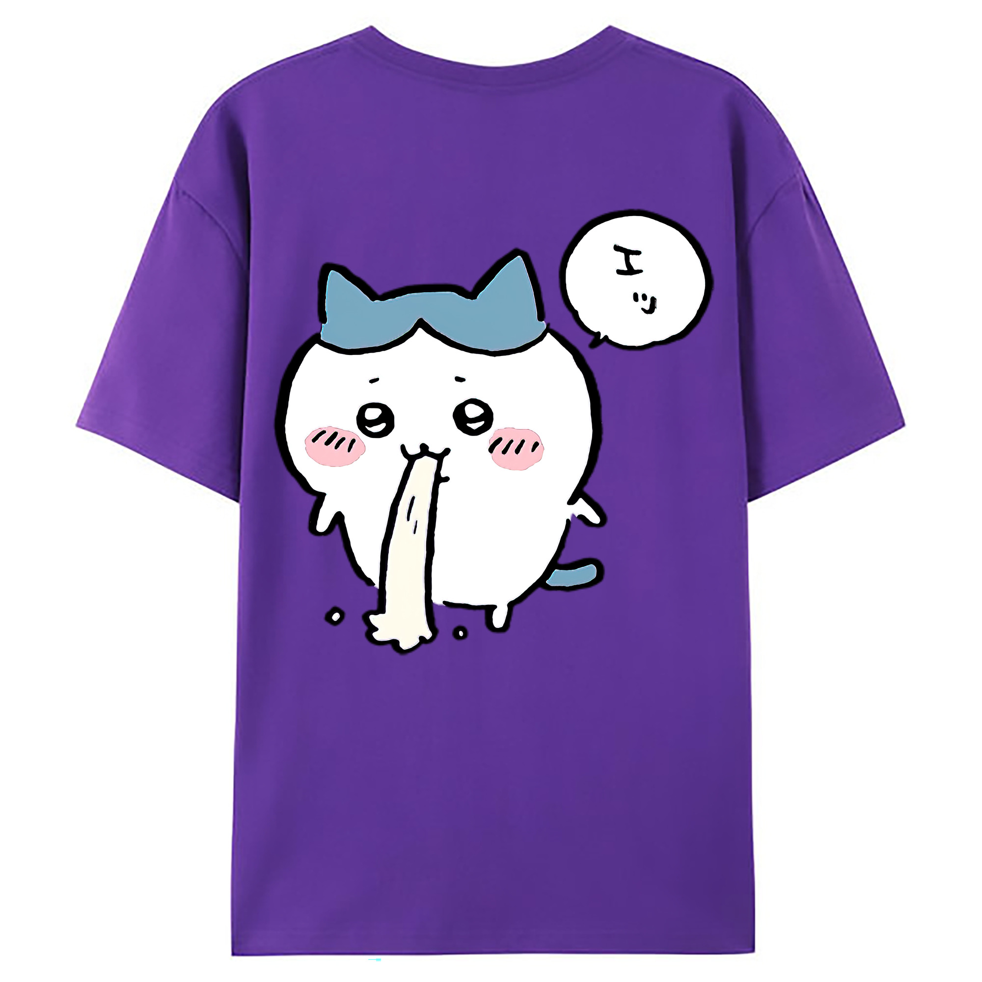 （画像用） ちいかわ ハチワレ Chii-kawa hachiware 綿100％ メンズ半袖Tシャツ（バックプリント） 通気性