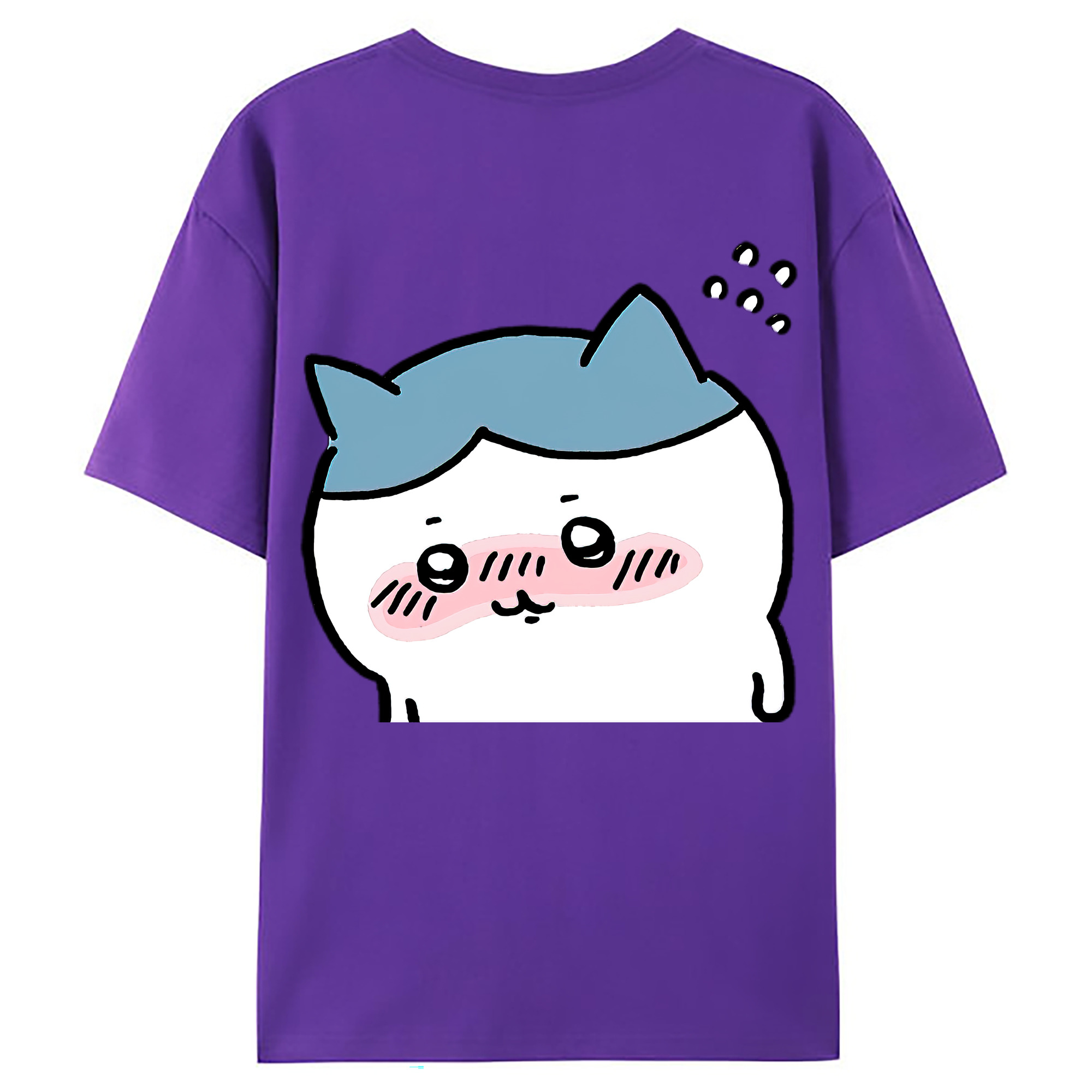 （画像用） ちいかわ ハチワレ Chii-kawa hachiware 綿100％ メンズ半袖Tシャツ（バックプリント） 通気性