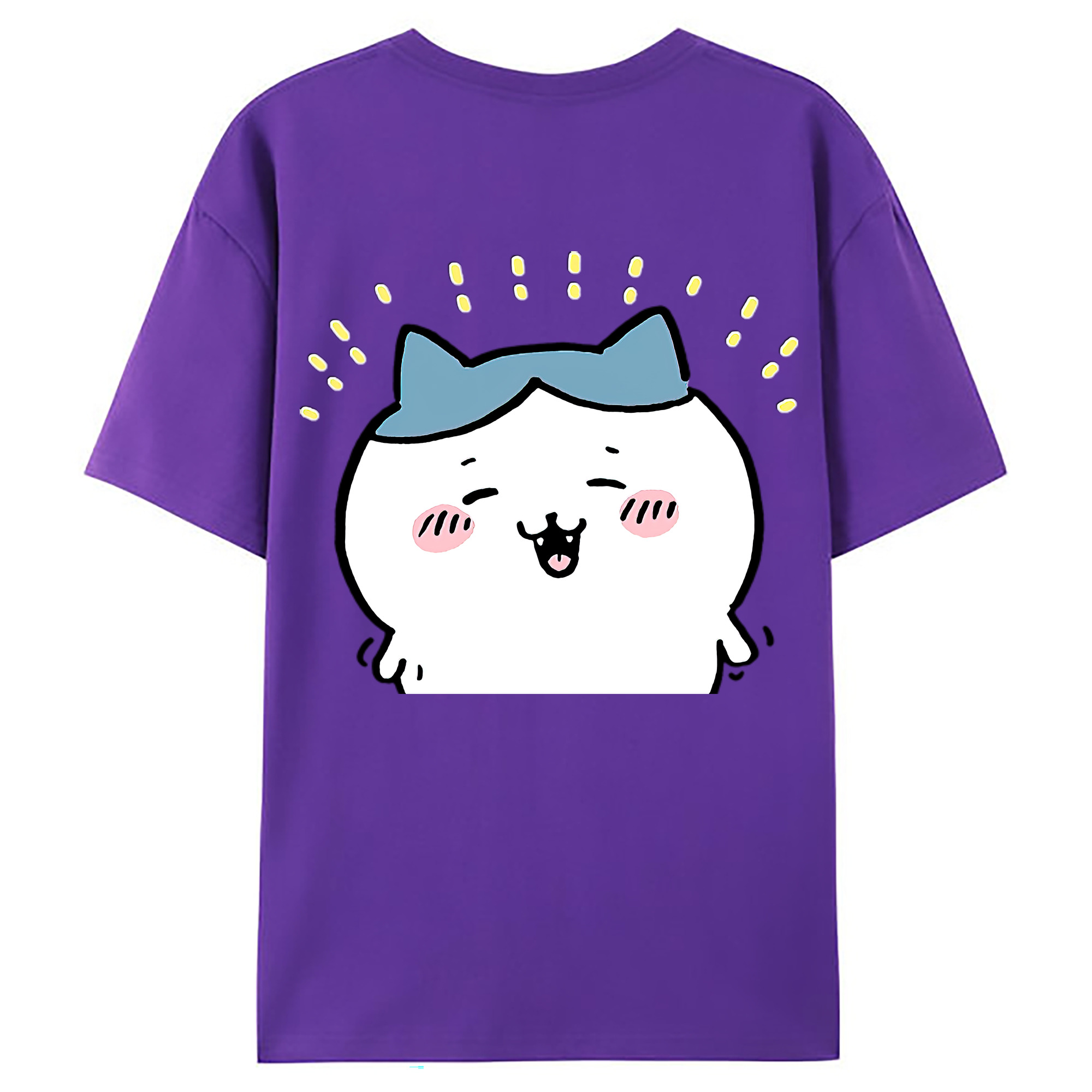 （画像用） ちいかわ ハチワレ Chii-kawa hachiware 綿100％ メンズ半袖Tシャツ（バックプリント） 通気性