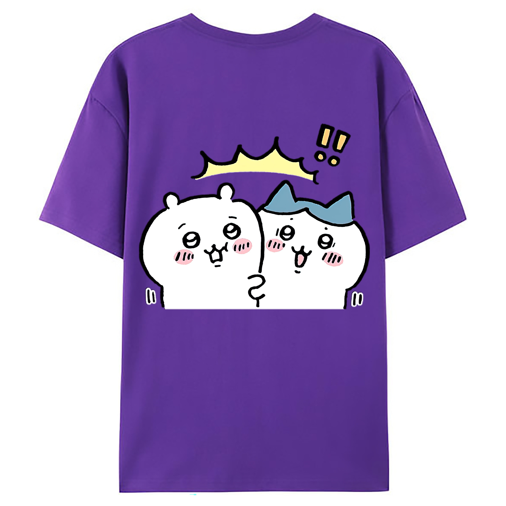 （画像用） ちいかわ ハチワレ Chii-kawa hachiware 綿100％ メンズ半袖Tシャツ（バックプリント） 通気性