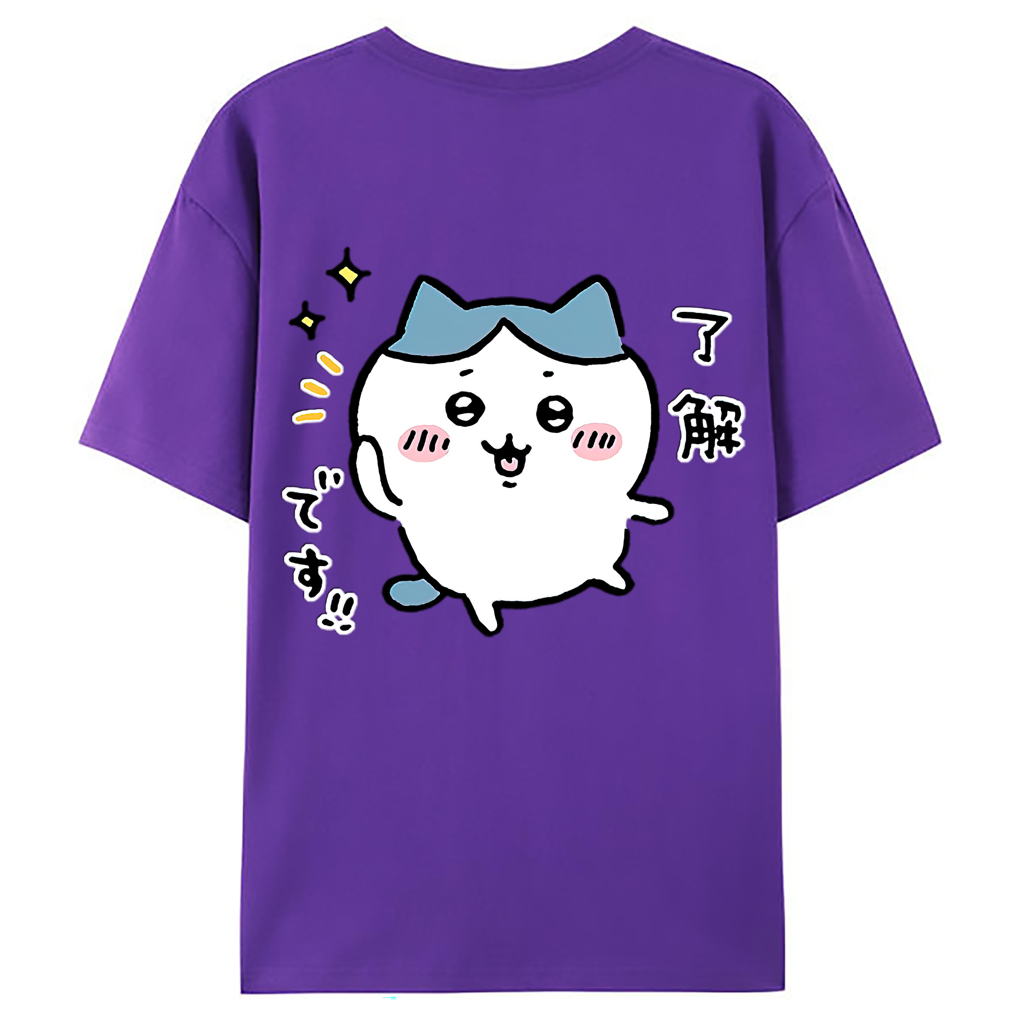 （画像用） ちいかわ ハチワレ Chii-kawa hachiware 綿100％ メンズ半袖Tシャツ（バックプリント） 通気性