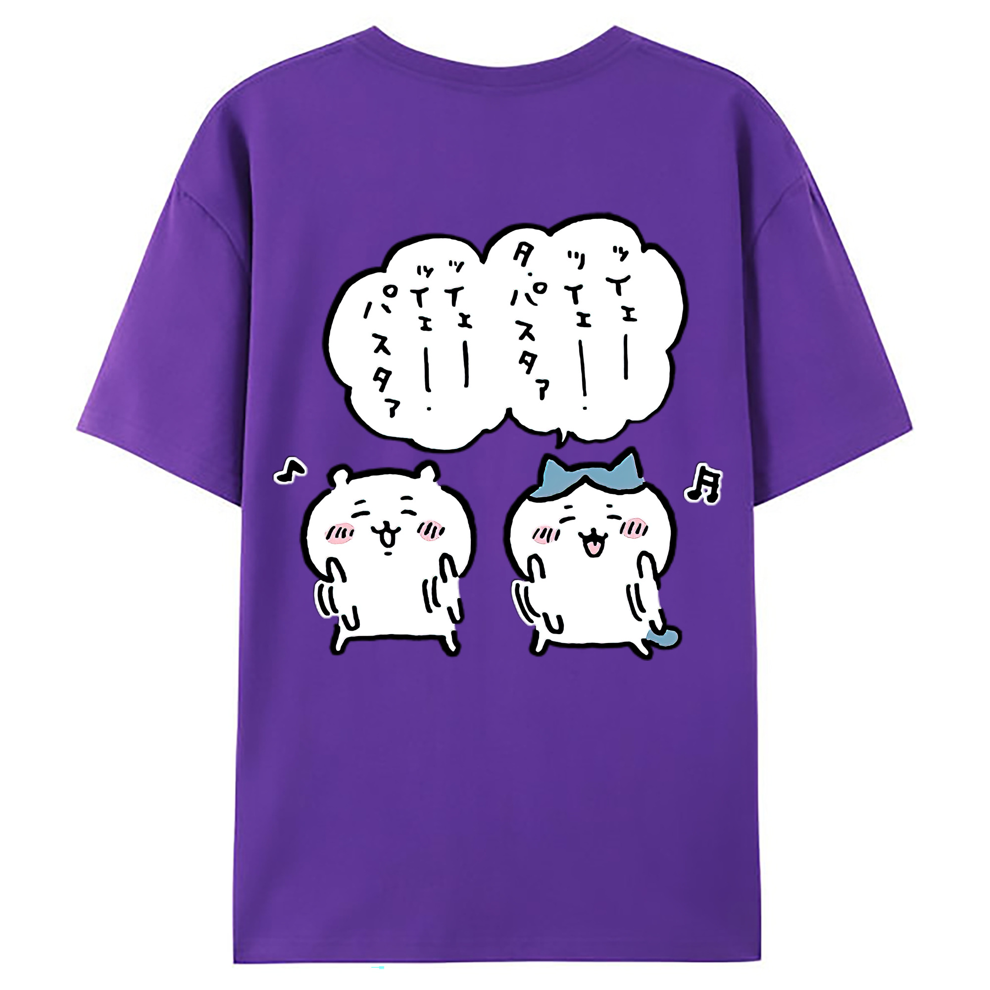（画像用） ちいかわ ハチワレ Chii-kawa hachiware 綿100％ メンズ半袖Tシャツ（バックプリント） 通気性