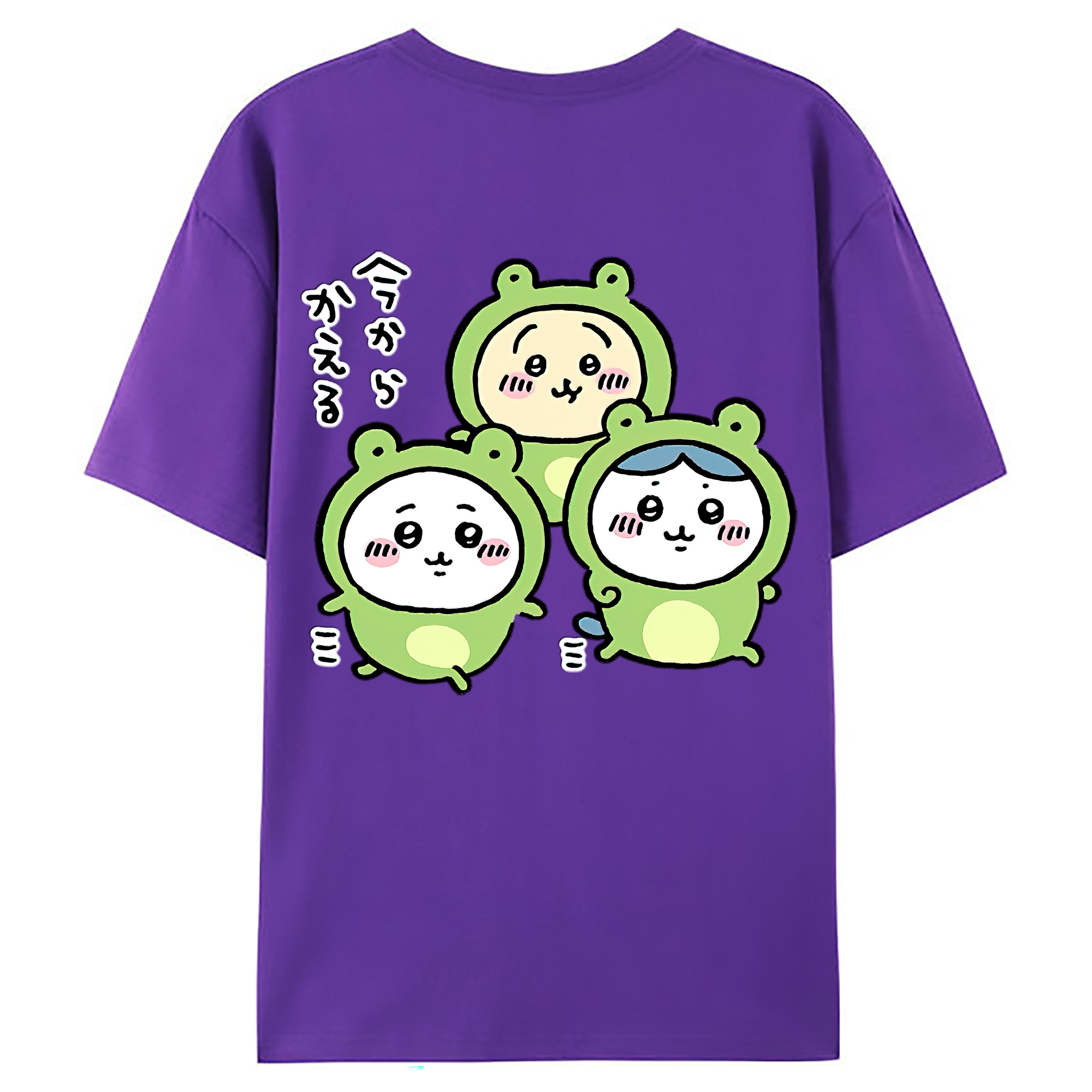 （画像用） ちいかわ ハチワレ Chii-kawa hachiware 綿100％ メンズ半袖Tシャツ（バックプリント） 通気性