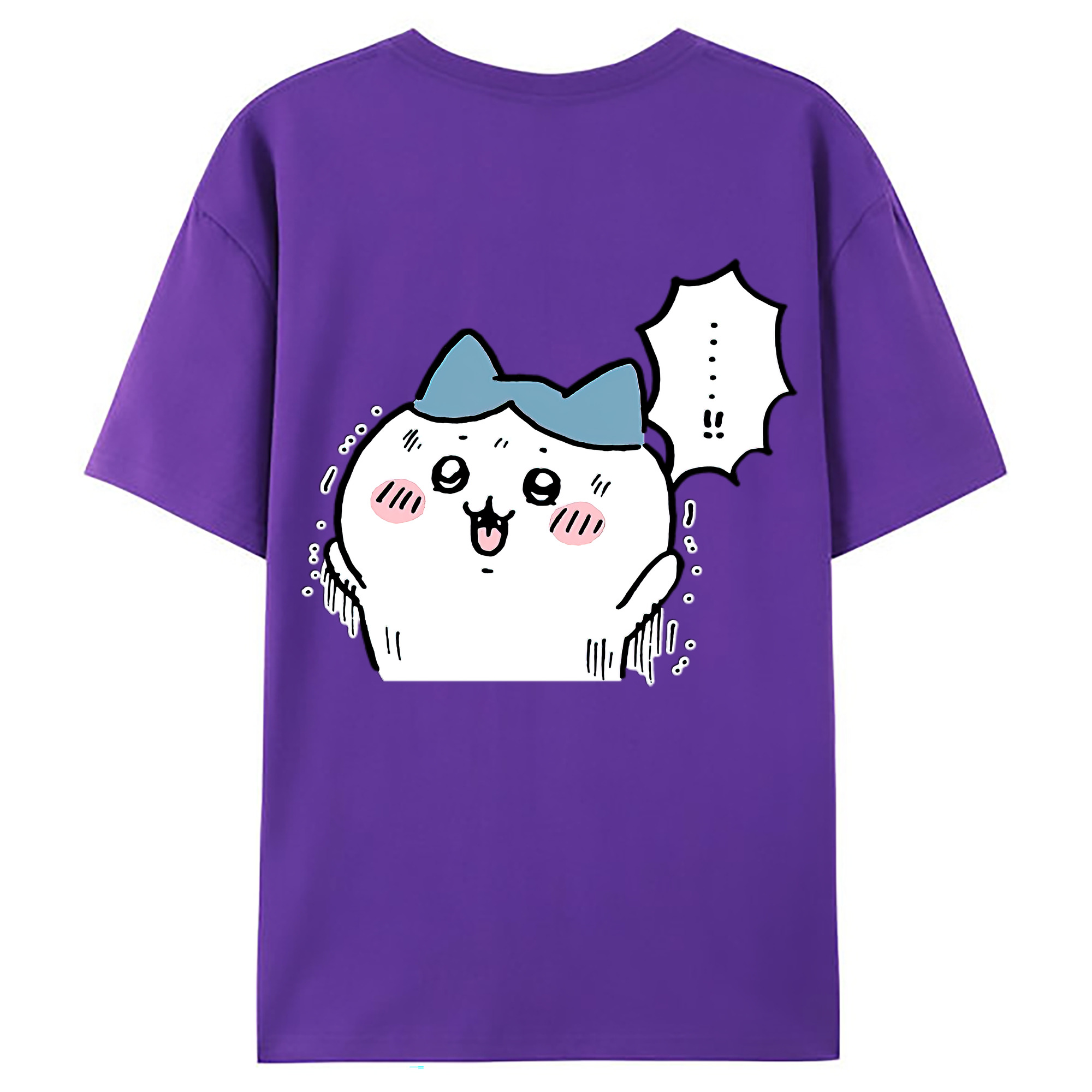 （画像用） ちいかわ ハチワレ Chii-kawa hachiware 綿100％ メンズ半袖Tシャツ（バックプリント） 通気性