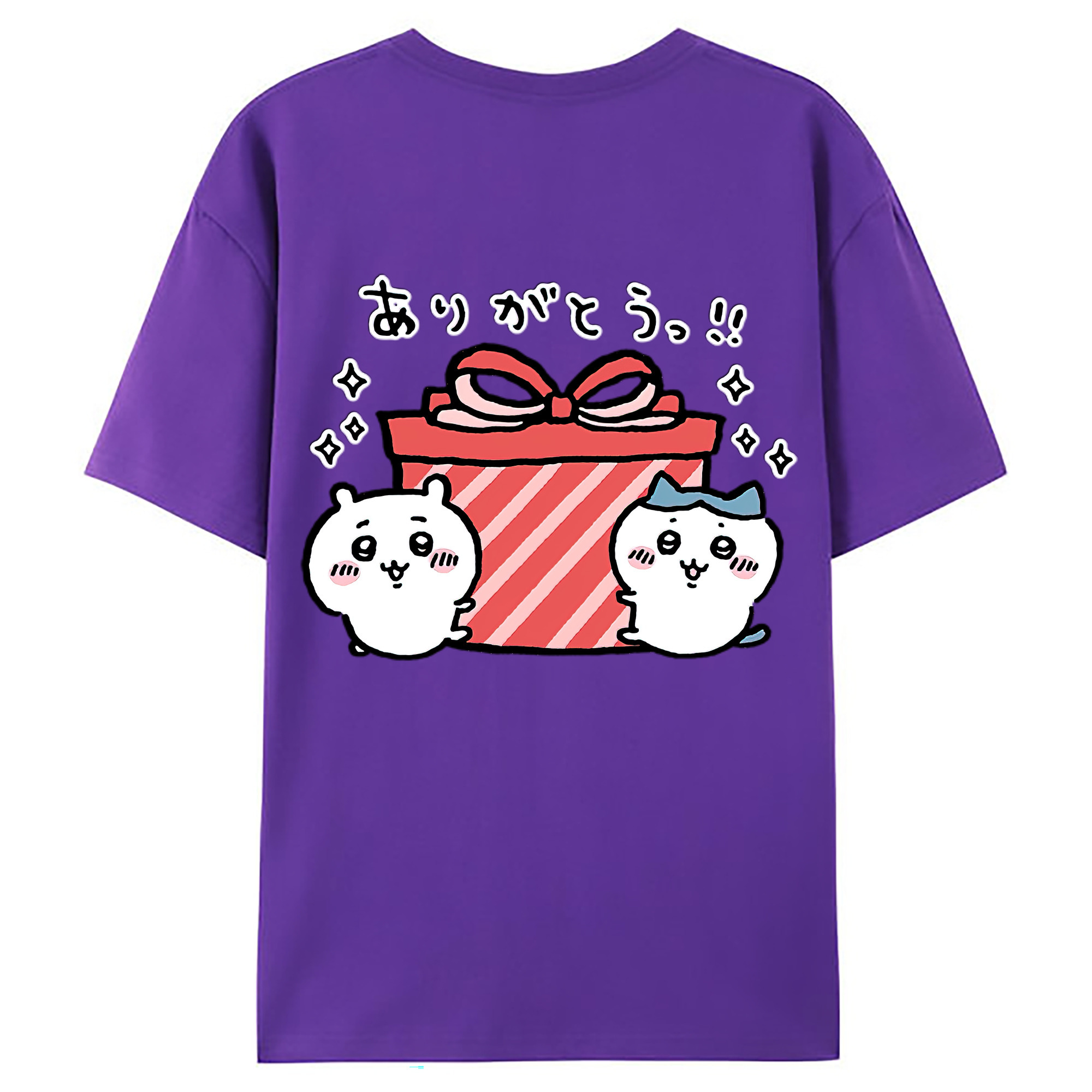（画像用） ちいかわ ハチワレ Chii-kawa hachiware 綿100％ メンズ半袖Tシャツ（バックプリント） 通気性