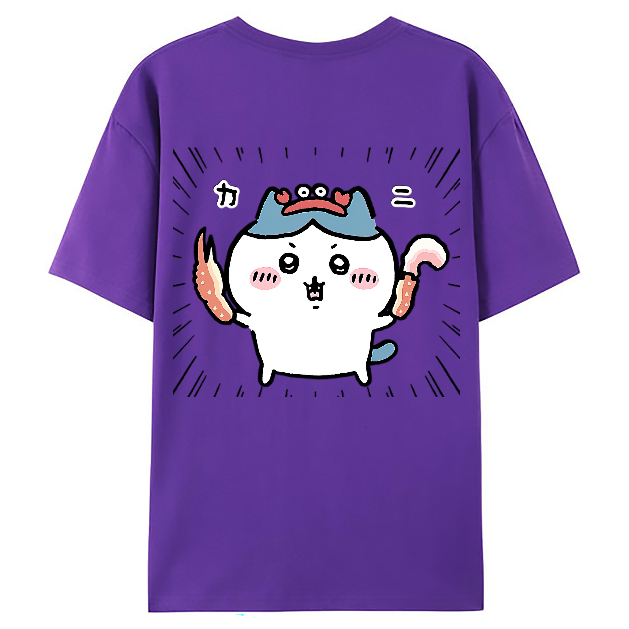 （画像用） ちいかわ ハチワレ Chii-kawa hachiware 綿100％ メンズ半袖Tシャツ（バックプリント） 通気性