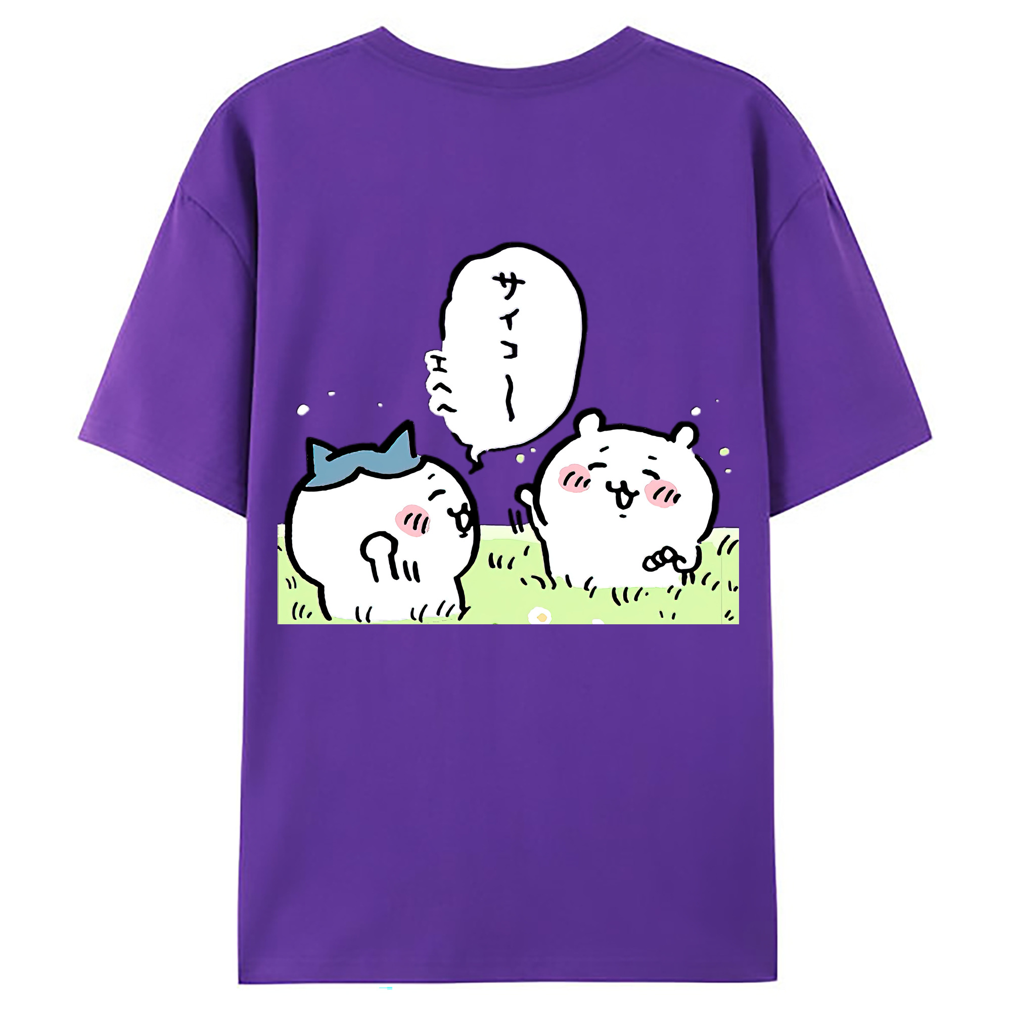 （画像用） ちいかわ ちいかわ Chii-kawa chiikawa 綿100％ メンズ半袖Tシャツ（バックプリント） 通気性