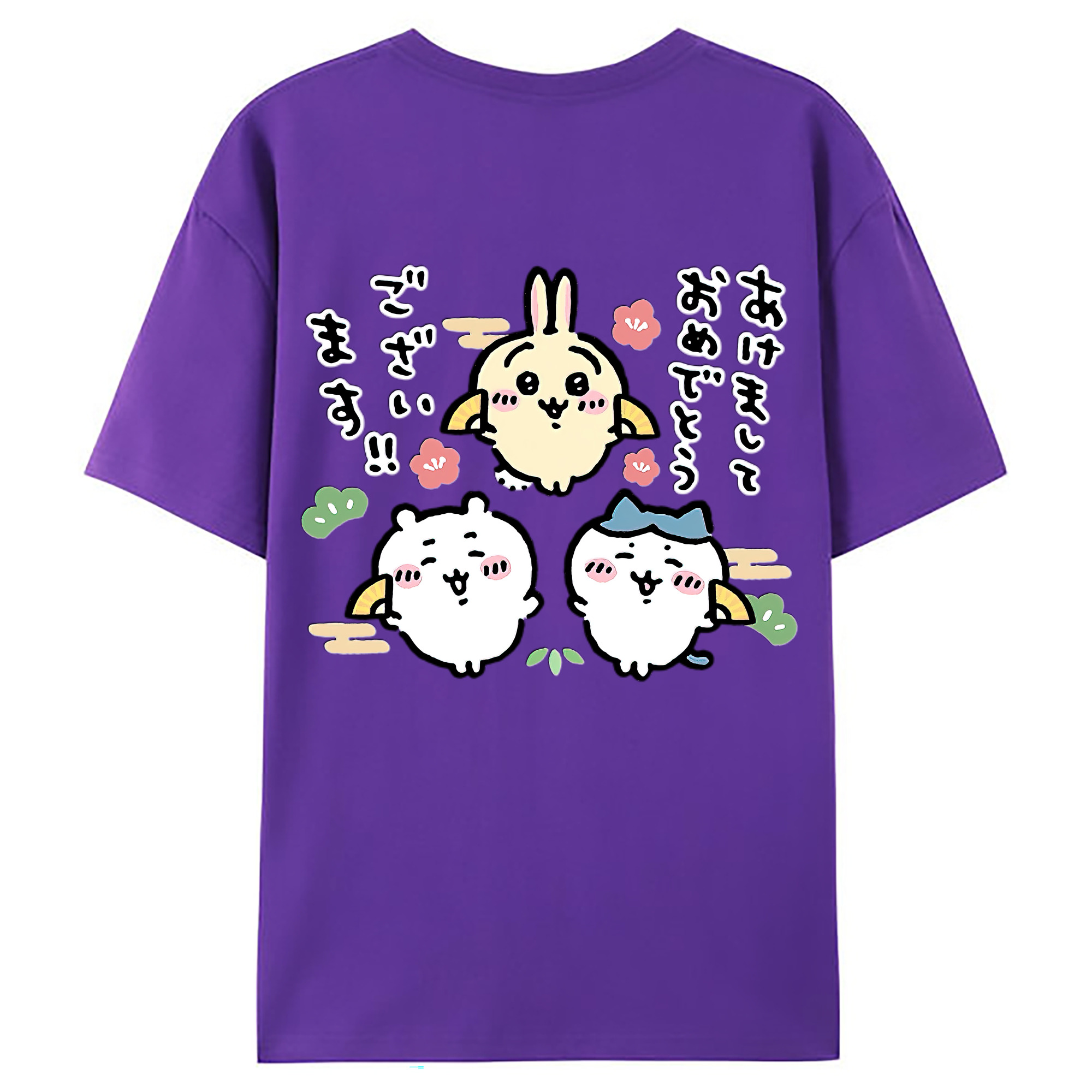 （画像用） ちいかわ ちいかわ Chii-kawa chiikawa 綿100％ メンズ半袖Tシャツ（バックプリント） 通気性