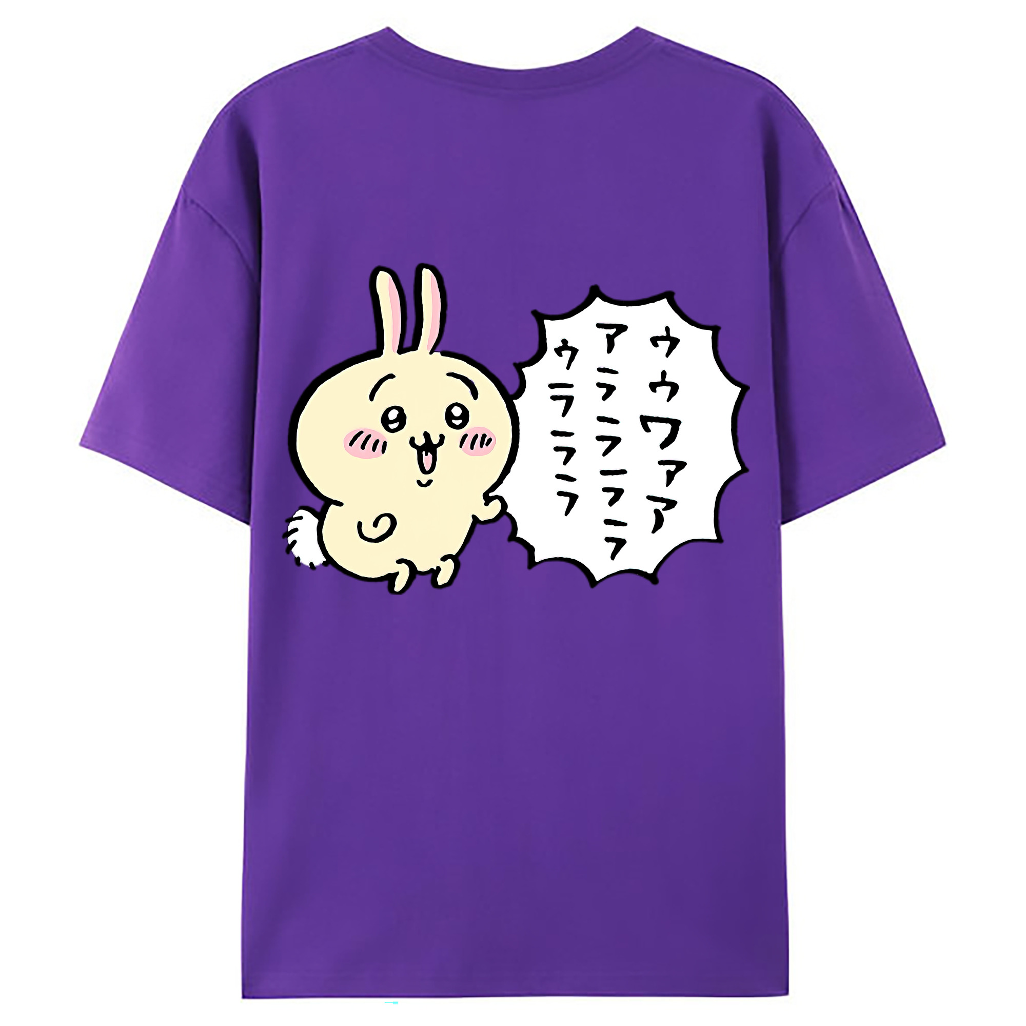 （画像用） ちいかわ うさぎ Chii-kawa usagi 綿100％ メンズ半袖Tシャツ（バックプリント） 通気性