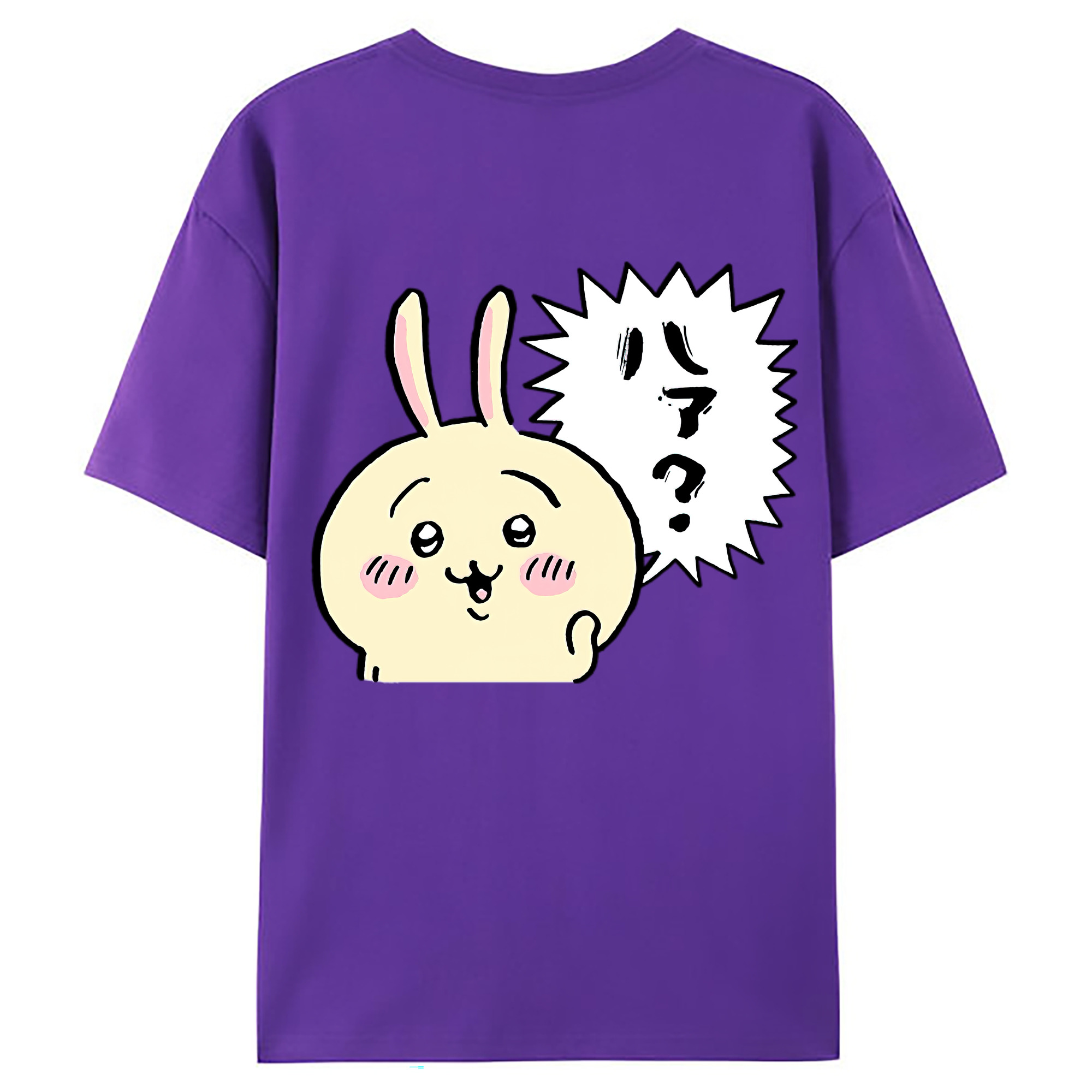 （画像用） ちいかわ うさぎ Chii-kawa usagi 綿100％ メンズ半袖Tシャツ（バックプリント） 通気性