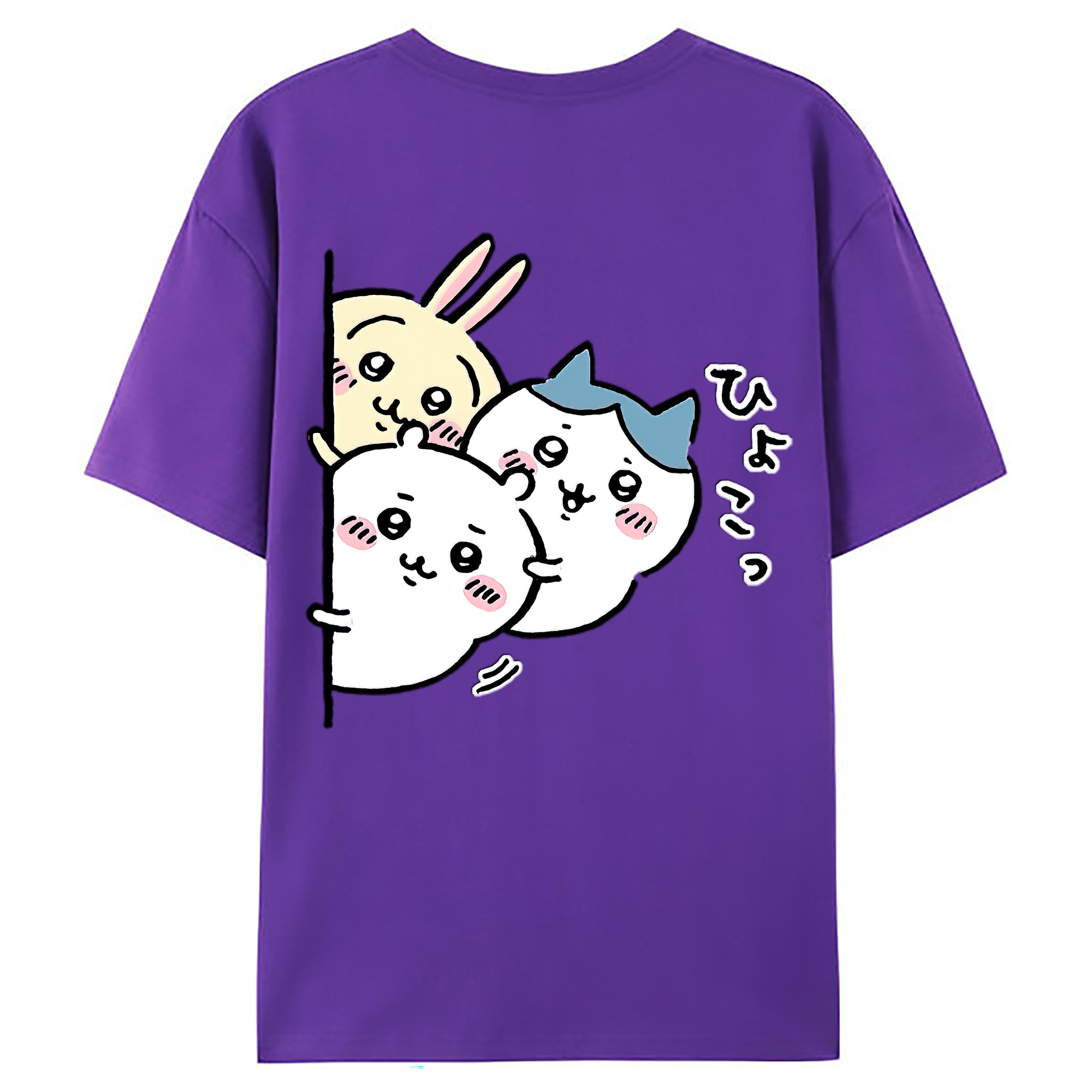 （画像用） ちいかわ うさぎ Chii-kawa usagi 綿100％ メンズ半袖Tシャツ（バックプリント） 通気性