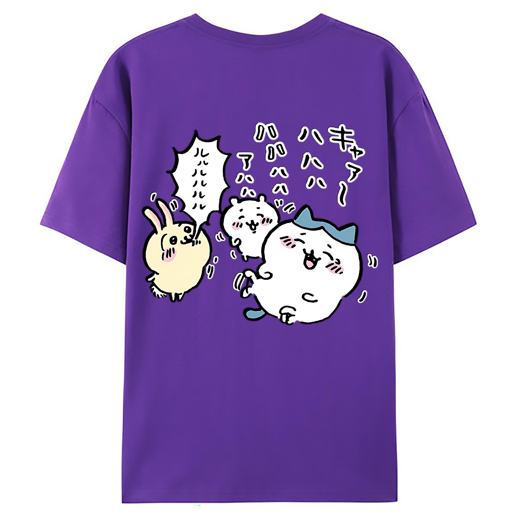 （画像用） ちいかわ うさぎ Chii-kawa usagi 綿100％ メンズ半袖Tシャツ（バックプリント） 通気性